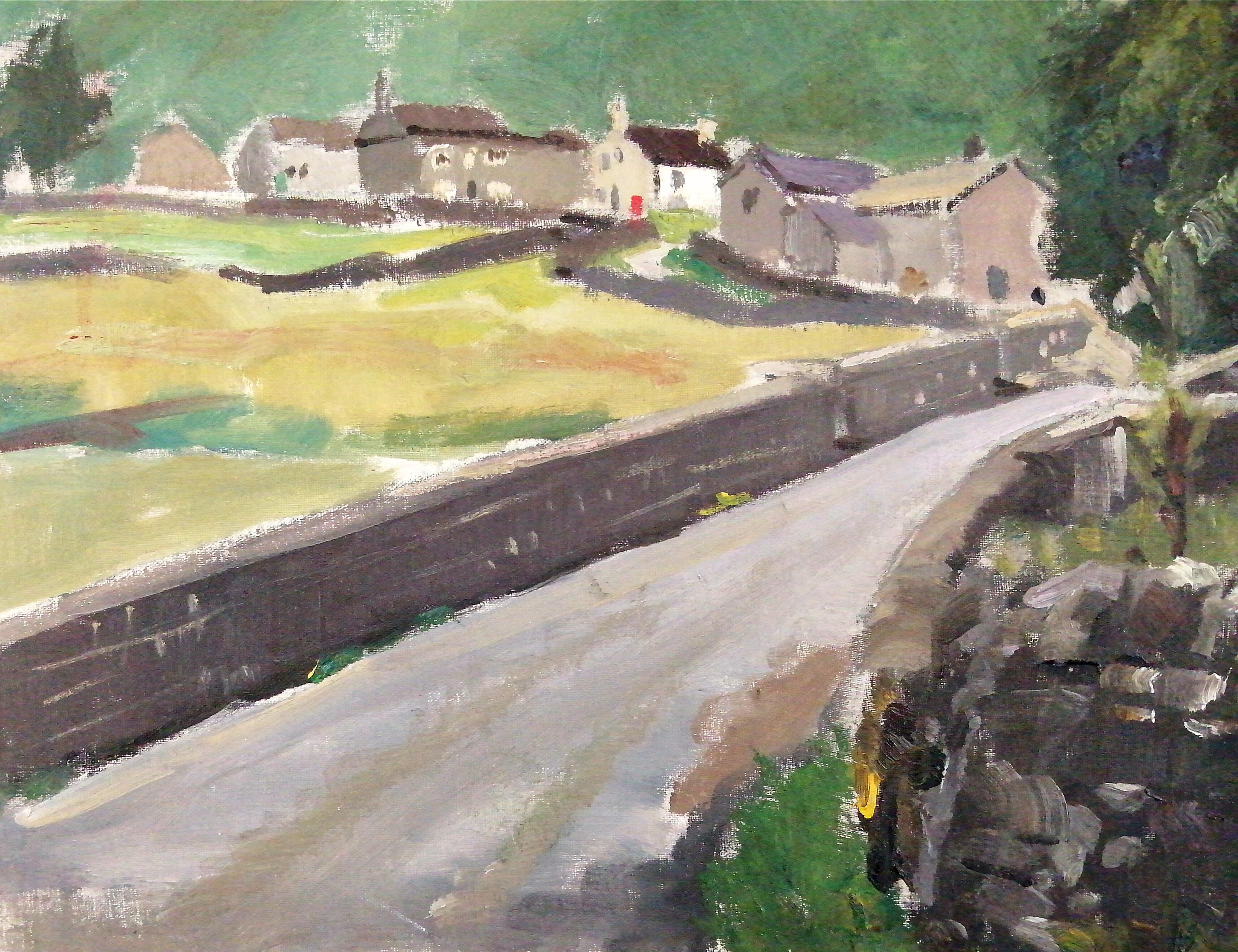 Paisaje campestre - Pintura al óleo impresionista de mediados del siglo XX sobre colinas inglesas - Painting Impresionista de Mid 20th Century English School