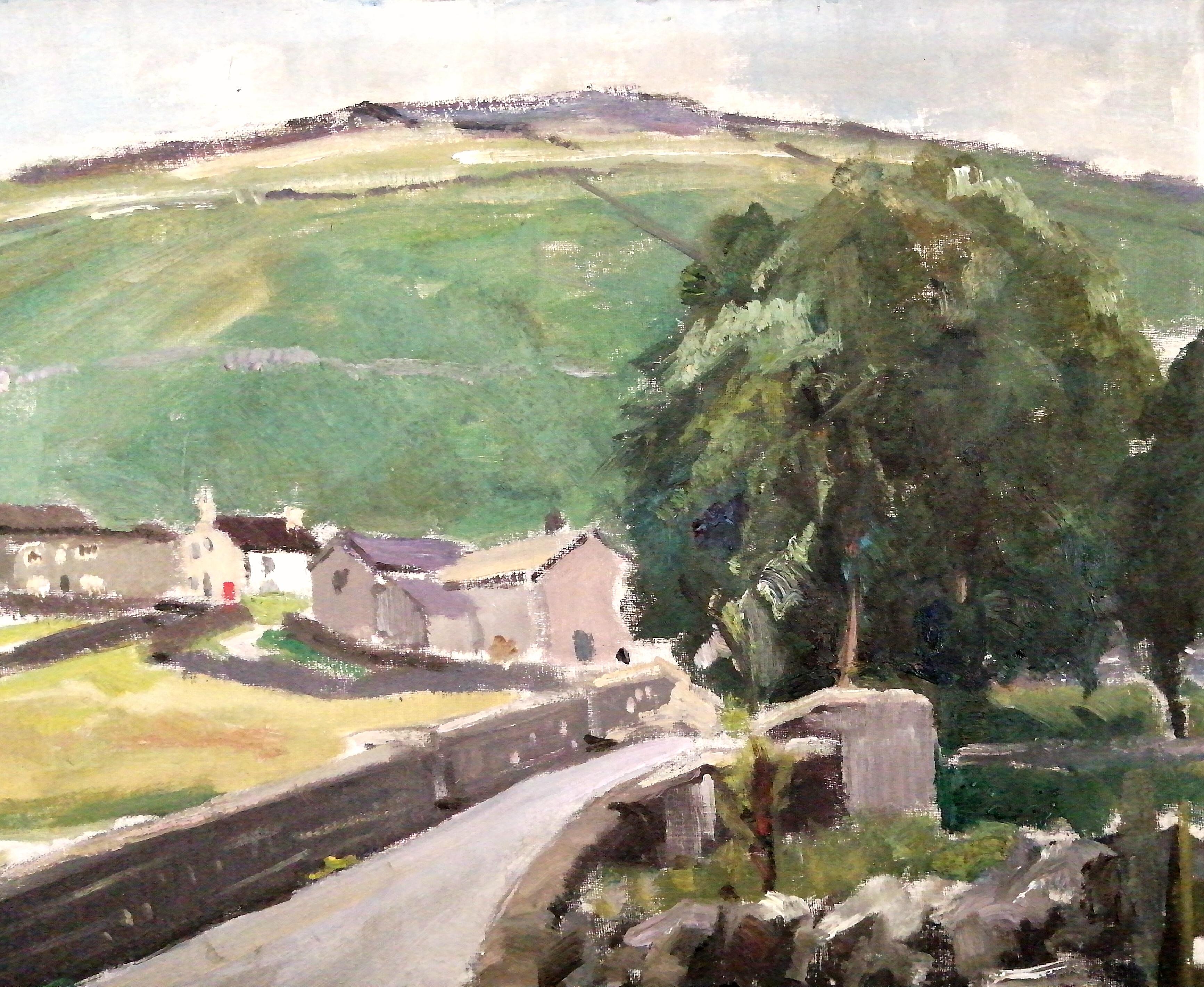 Precioso óleo sobre lienzo impresionista inglés de mediados del siglo XX que representa un paisaje de colinas con casas y un puente de piedra.

La obra está muy bien pintada y es muy atmosférica. Presentado en un marco de madera de buena calidad