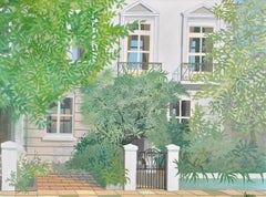 Case a schiera - Pittura ad olio architettonica londinese della metà del XX secolo