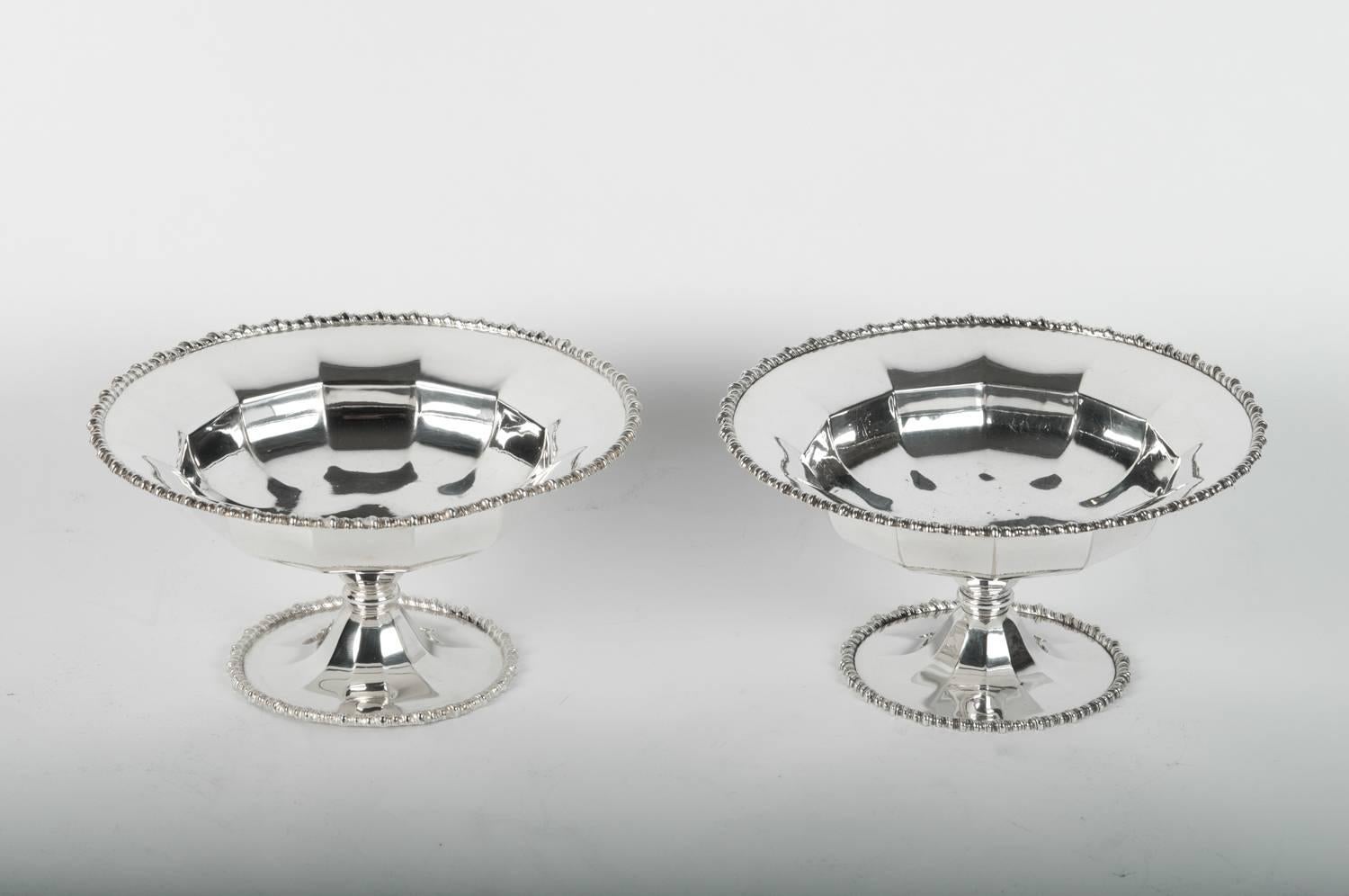 Mid-20th Century English Silver Plate Compote Set In Good Condition For Sale In Tarry Town, NY