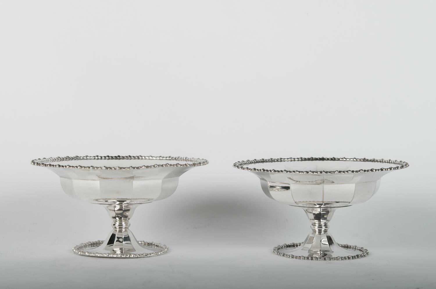 Copper Mid-20th Century English Silver Plate Compote Set For Sale