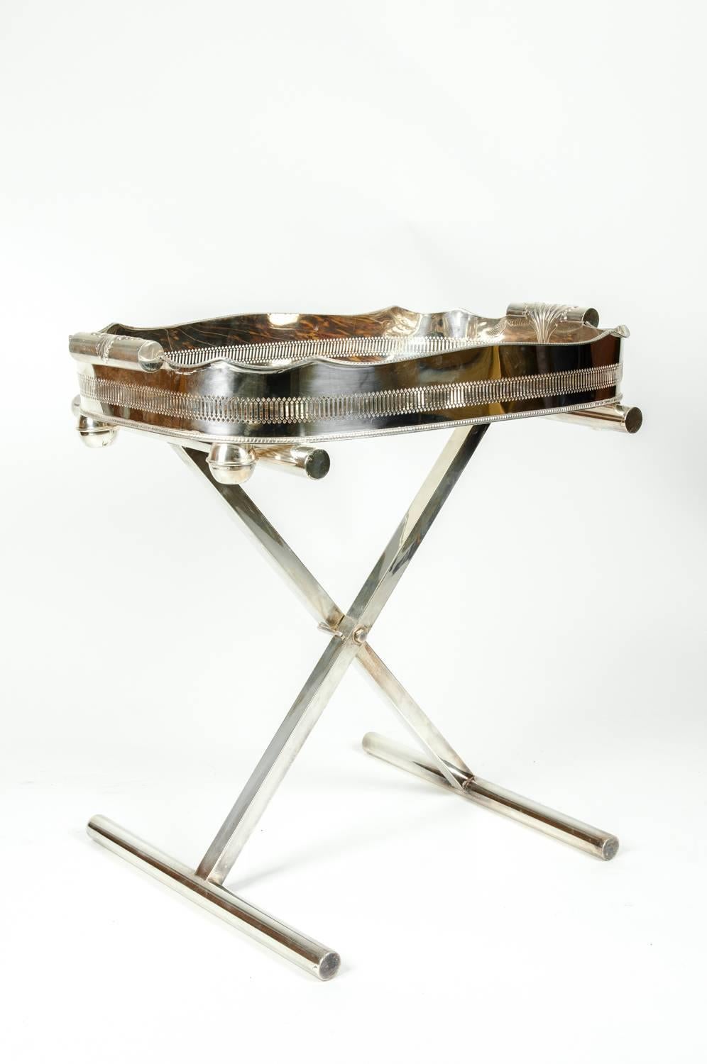 Mid-20th Century English Silver Plated Table Tray Stand 1
