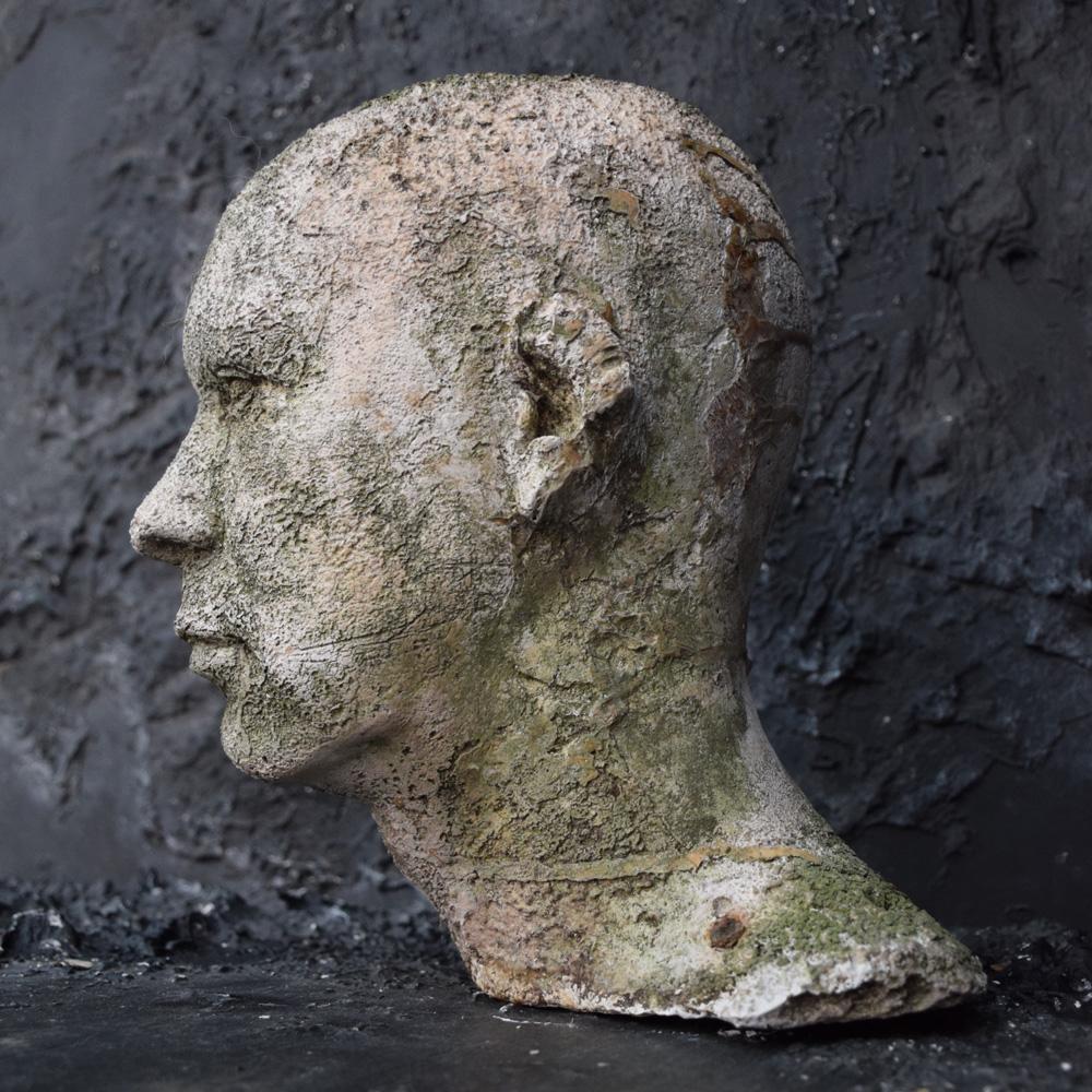 Mid-20th Century English Weathered Ghostly Plaster Bust 6
