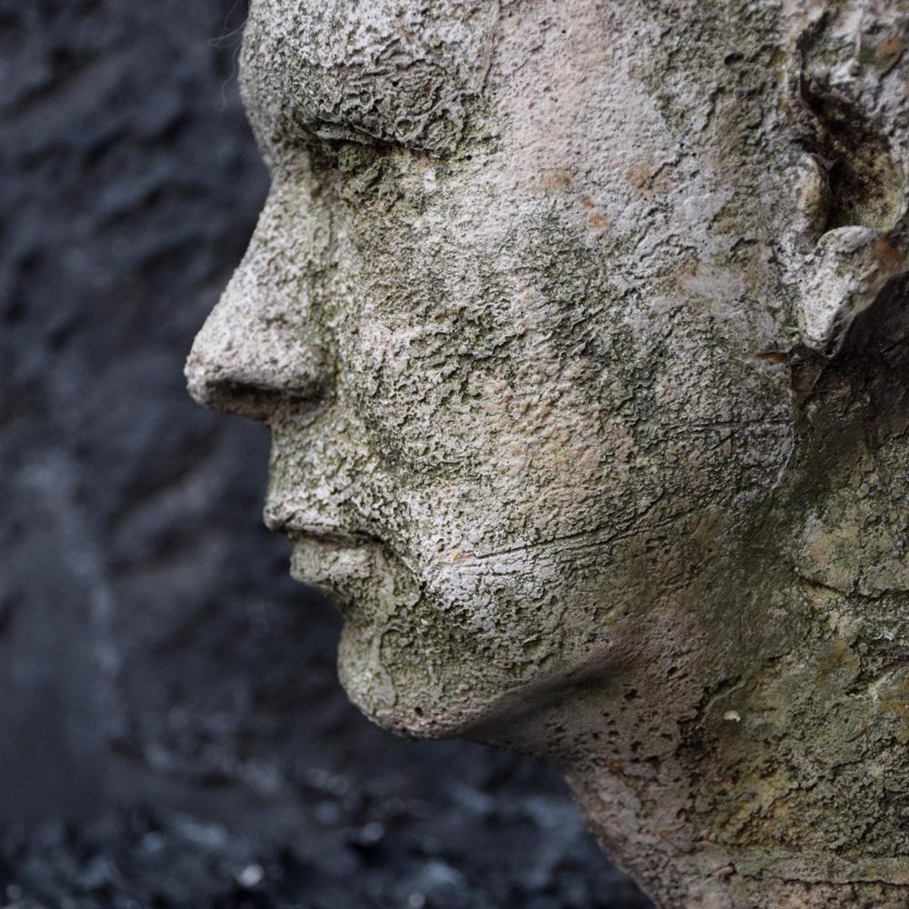 Mid-20th Century English Weathered Ghostly Plaster Bust 1