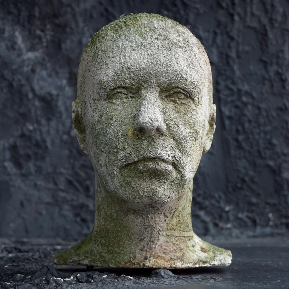 Mid-20th Century English Weathered Ghostly Plaster Bust 3