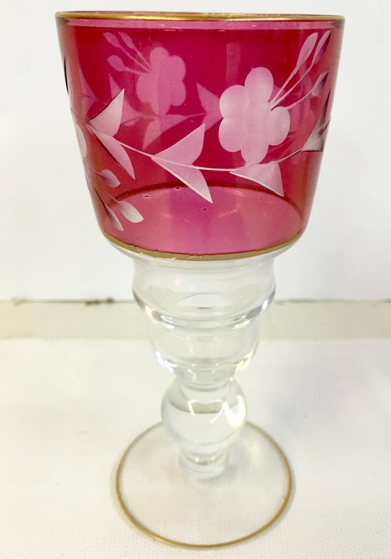 Etched Crystal and 22-Karat Gold Cranberry Cordial Glasses Set of 6 For  Sale at 1stDibs | vintage etched cordial glasses, laura ashley etched wine  glasses, echt kristall