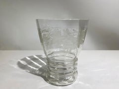 Vintage French Art Deco Etched Crystal Vase, Grape Motif, Circa 1940s