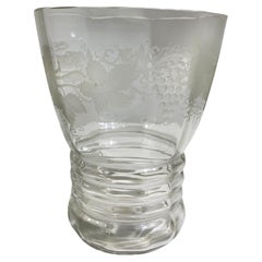 Mid 20th Century Etched Crystal Glass Vase 