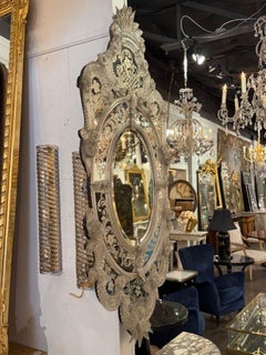 Mid 20th Century Etched Venetian Mirror
