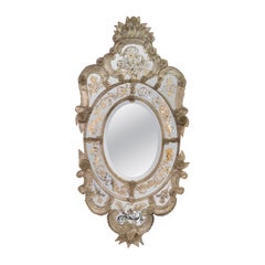 Mid 20th Century Etched Venetian Mirror