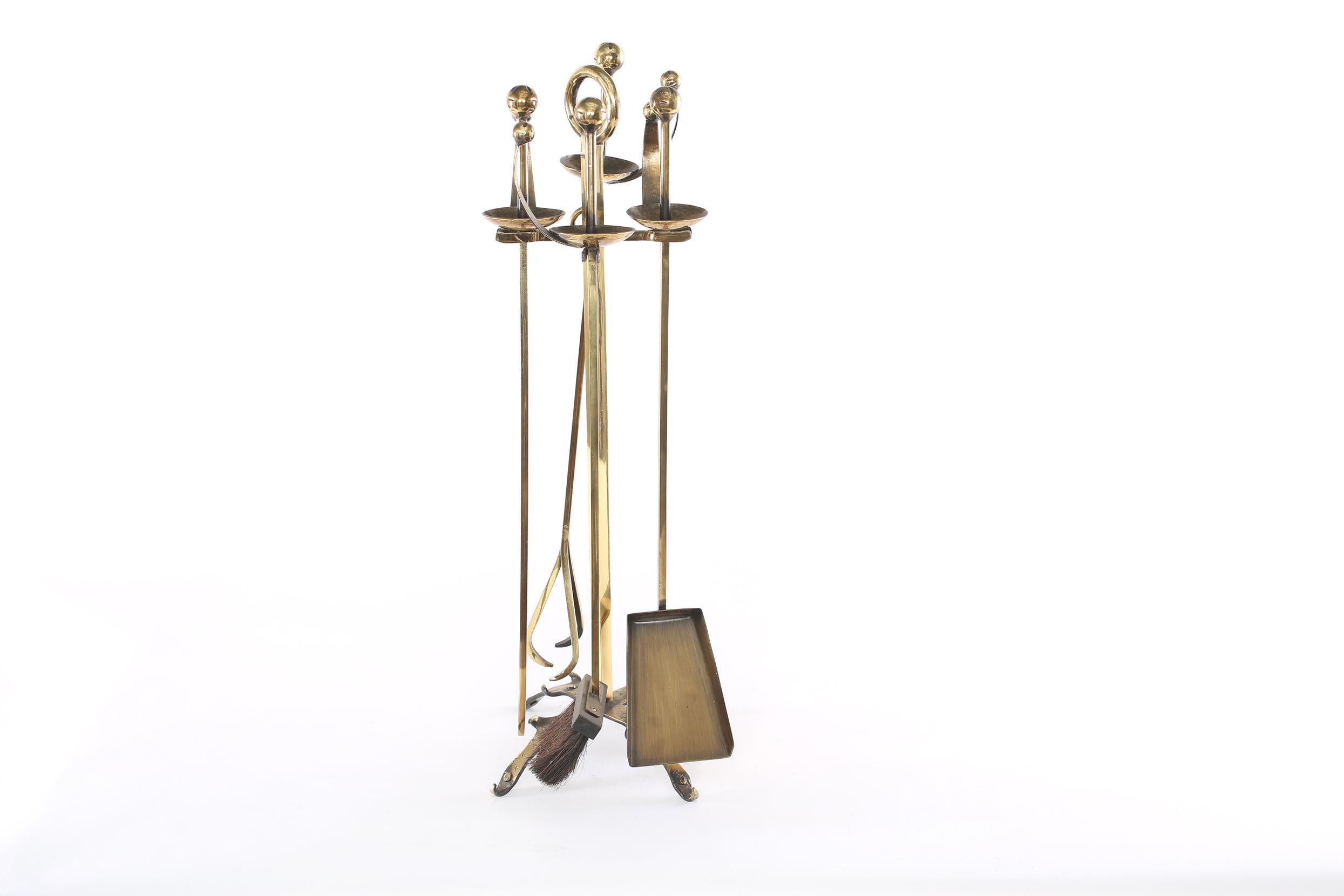 Mid 20th Century European Brass Fireplace Tool Accessories 5