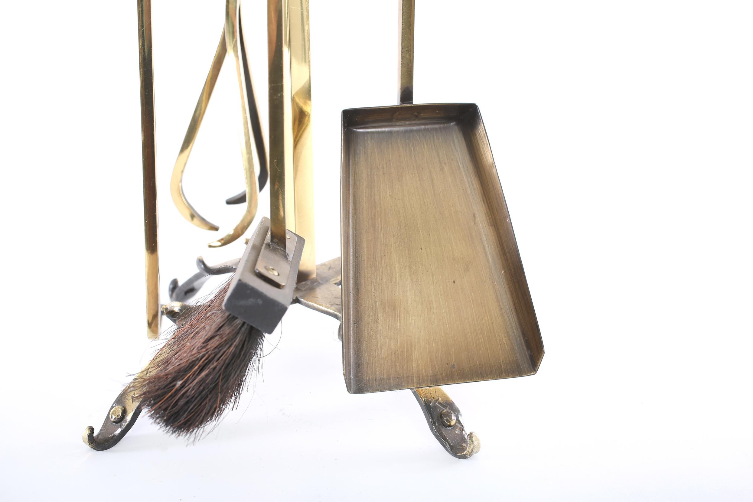 Italian Mid 20th Century European Brass Fireplace Tool Accessories