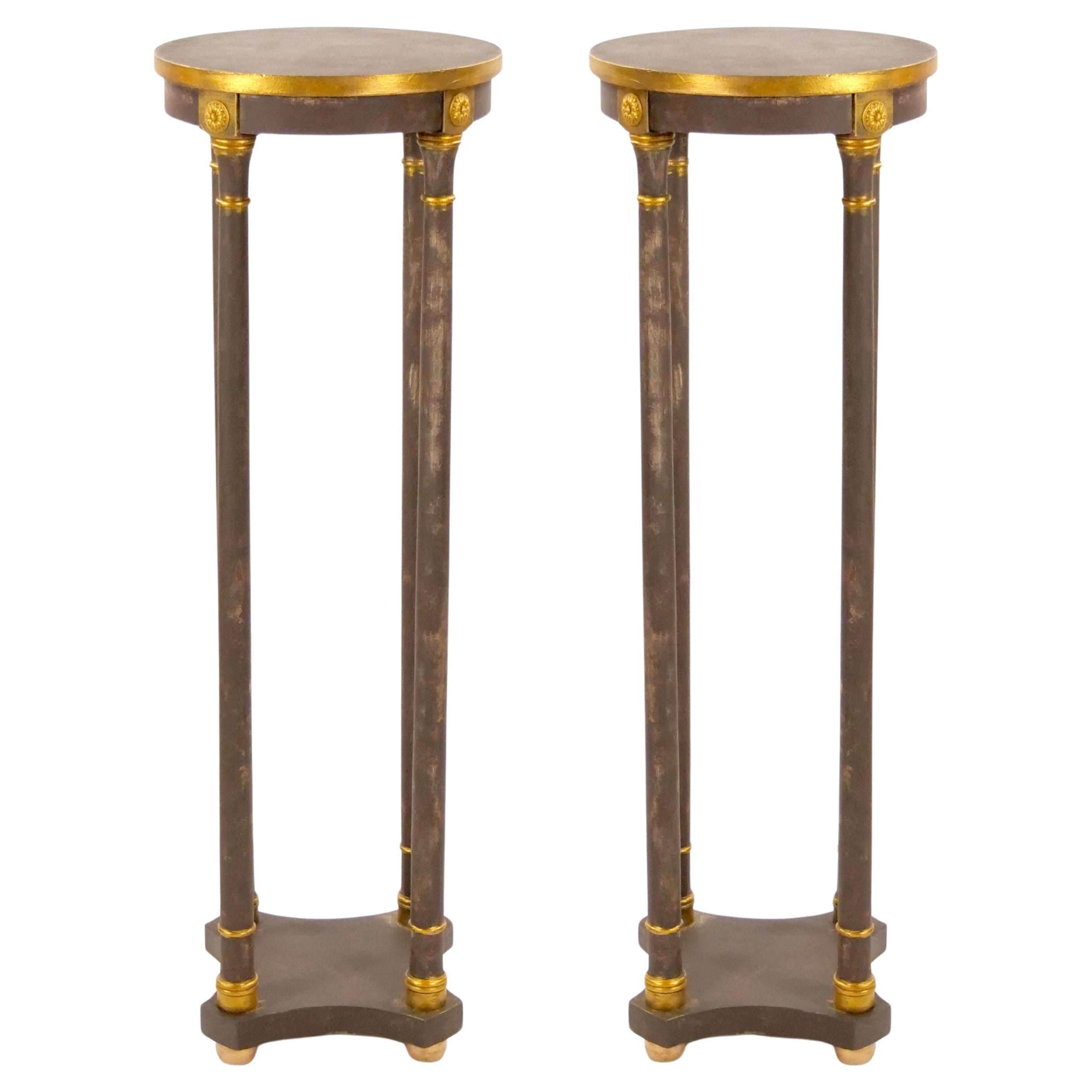 Mid 20th Century European Painted Wood Pair Pedestals Table.