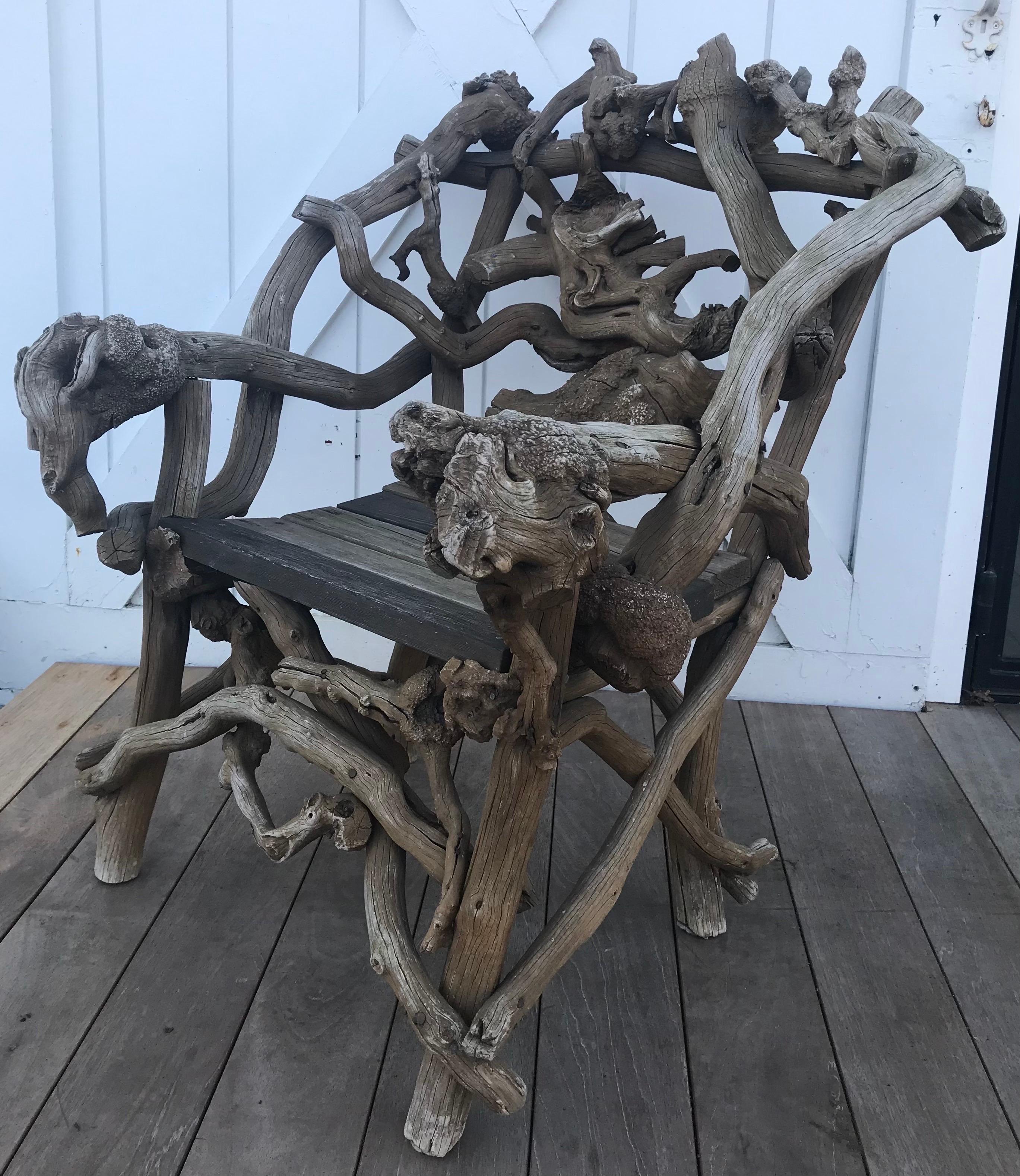 Hand-Crafted Mid-20th Century European Rhododendron Root Armchair  For Sale