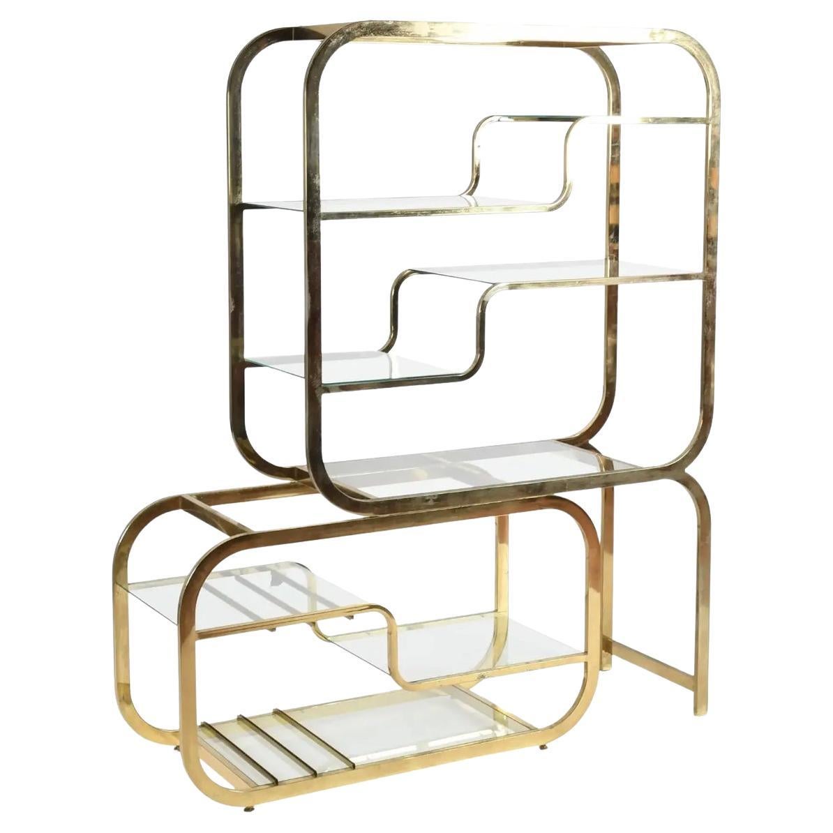 Mid 20th Century Expandable Dia Brass Etagere in the Style of Milo Baughman