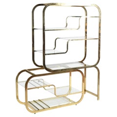 Mid 20th Century Expandable Dia Brass Etagere in the Style of Milo Baughman