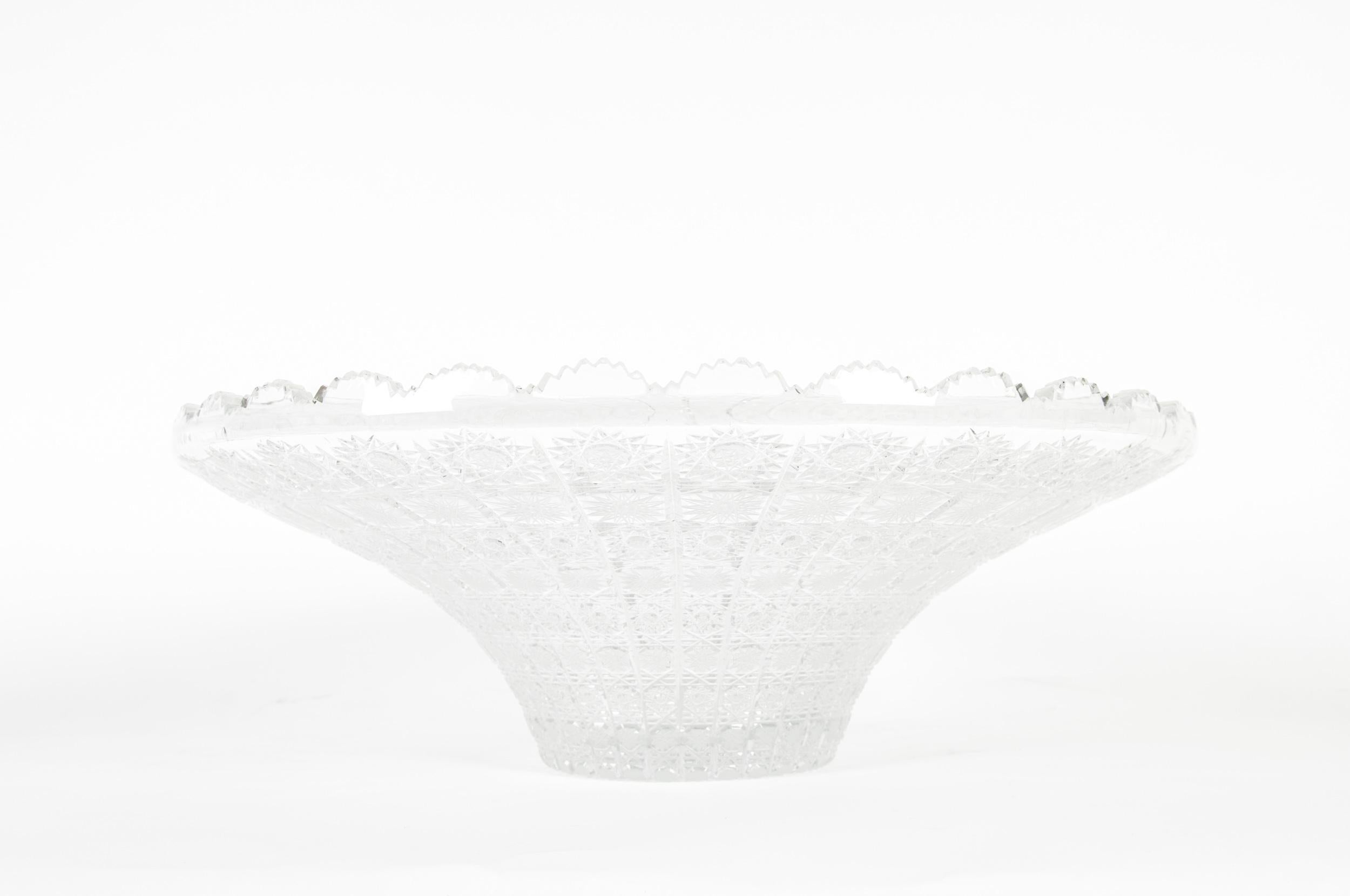 Mid-20th Century Exquisite Cut Crystal Center Piece Bowl 4
