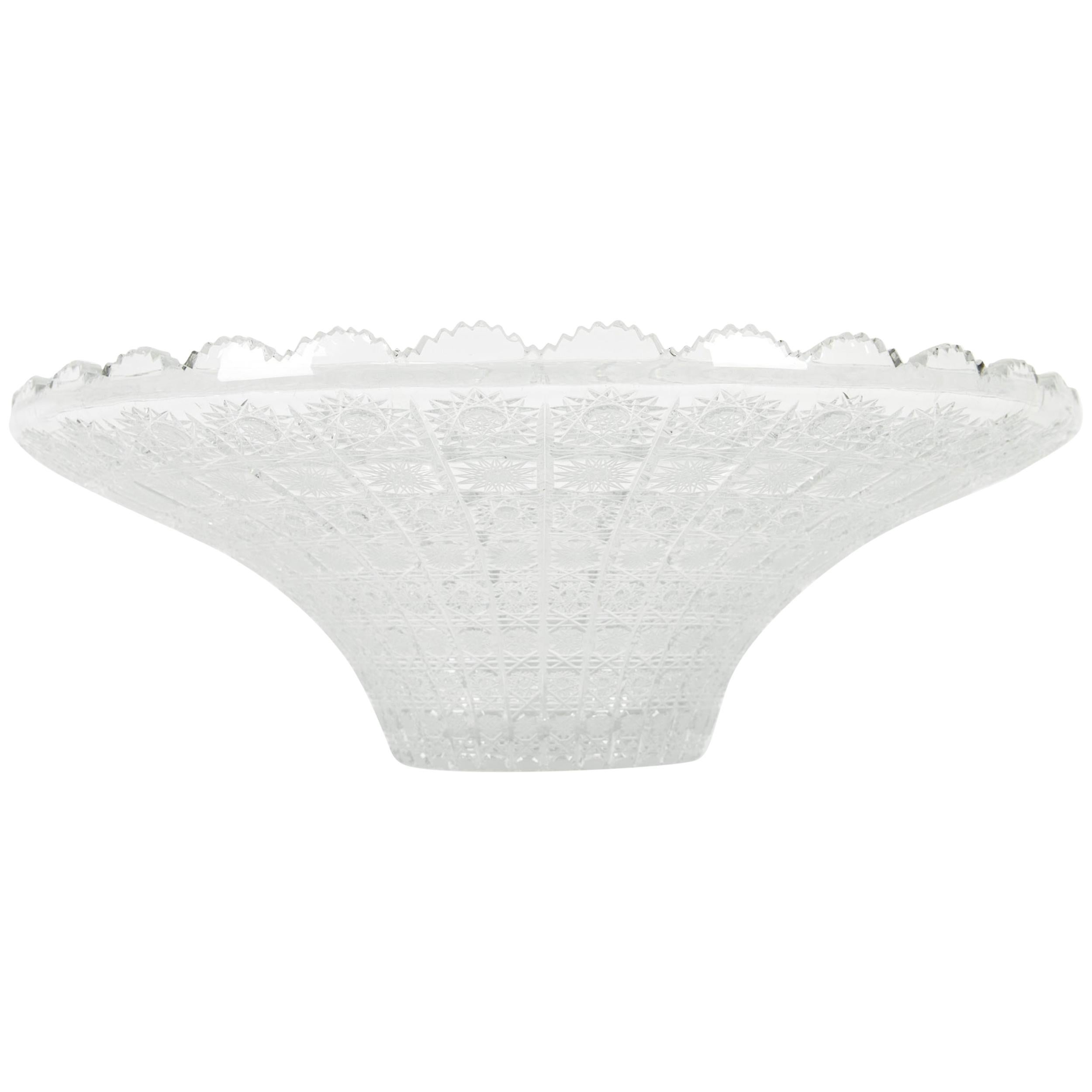 Mid-20th Century Exquisite Cut Crystal Center Piece Bowl