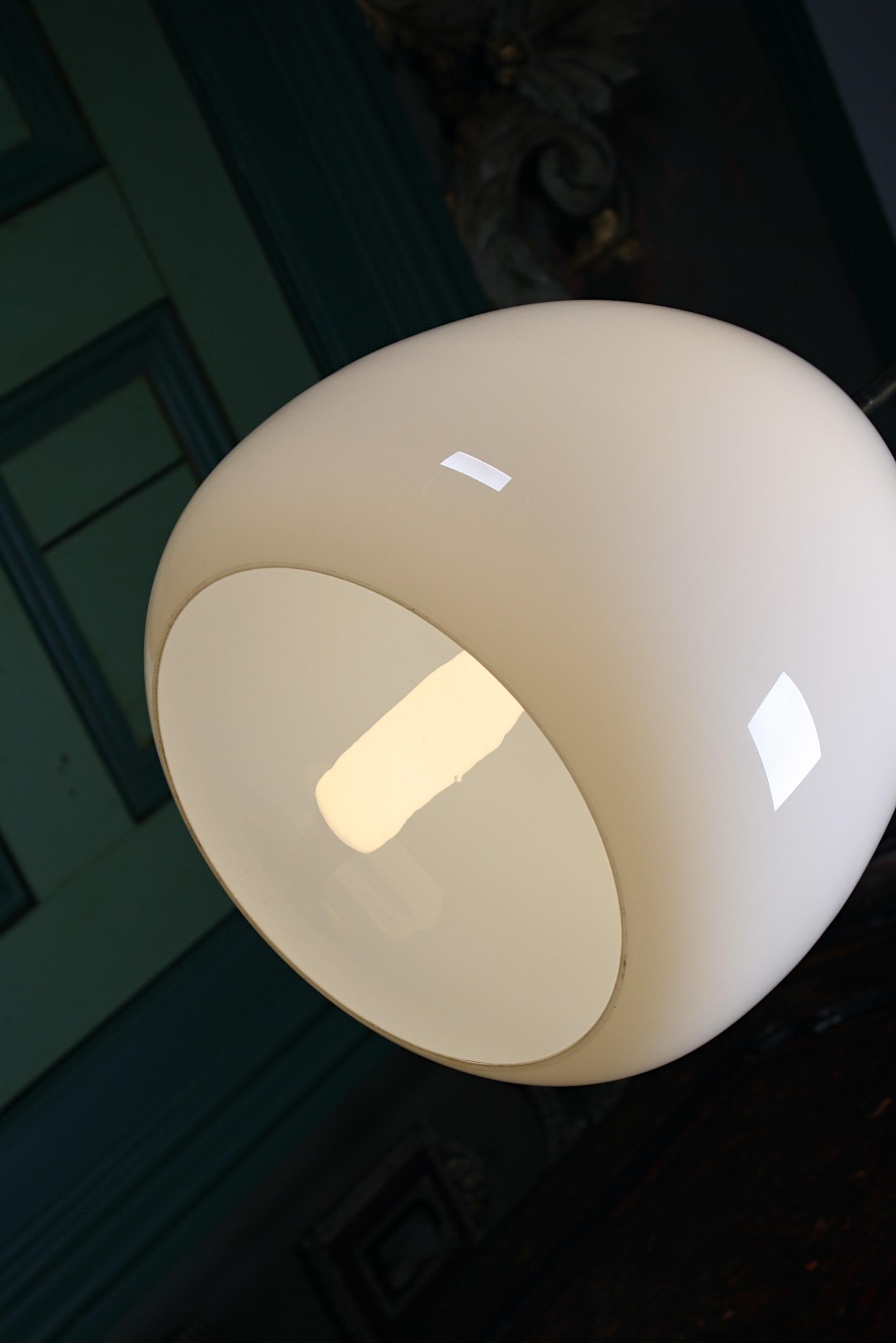 16 Mid-20th Century Extra Large Glass Opaline and Brass Tulip Pendants Lights 8