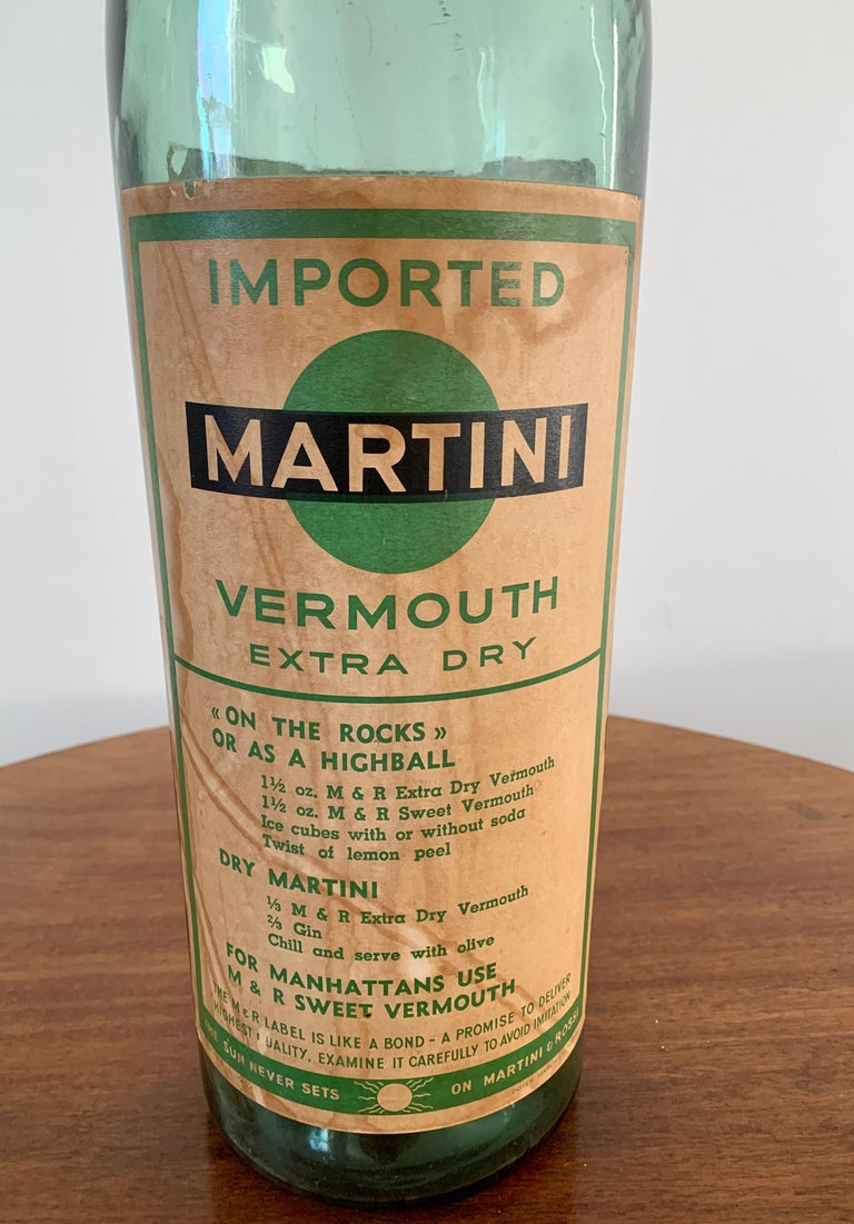 Mid20th Century Extra Large Martini and Rossi Vermouth Glass Bottle