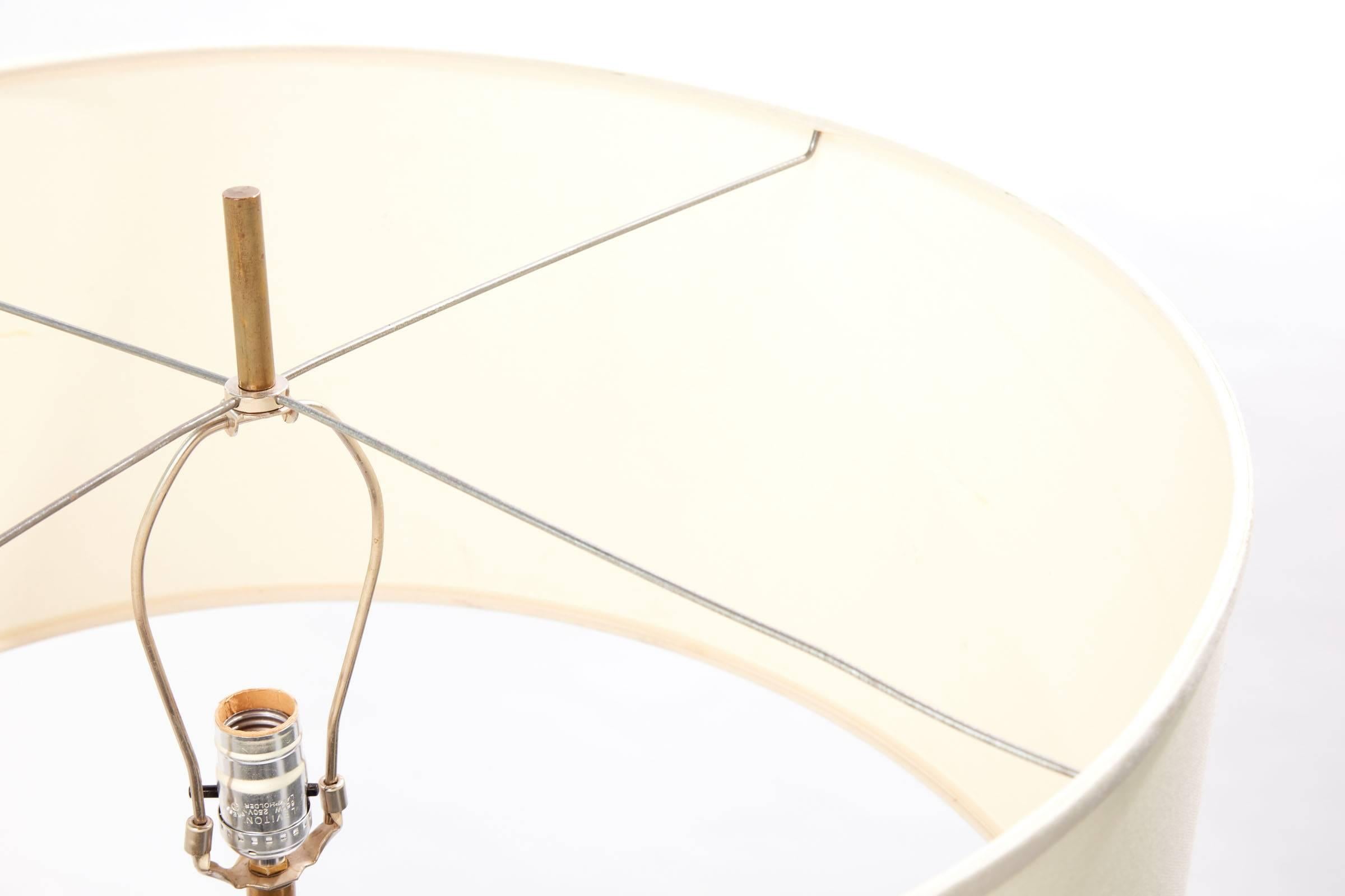 Mid-20th Century Extra Tall Iron Table Lamp with Custom Shade 2