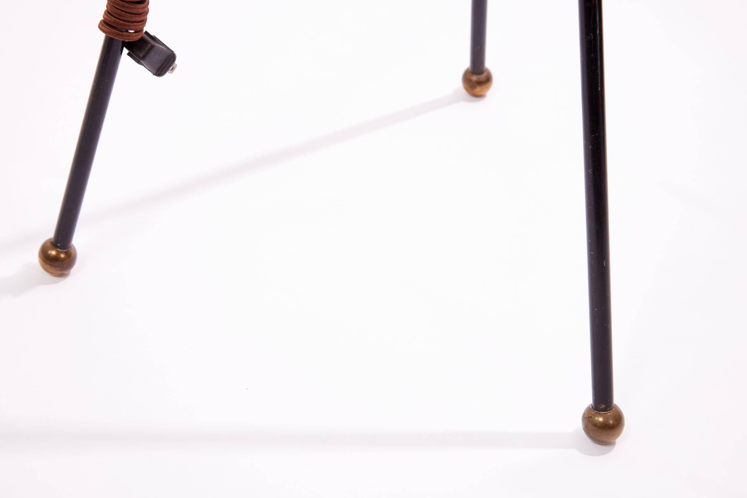 Mid-20th Century Extra Tall Iron Table Lamp with Custom Shade 3