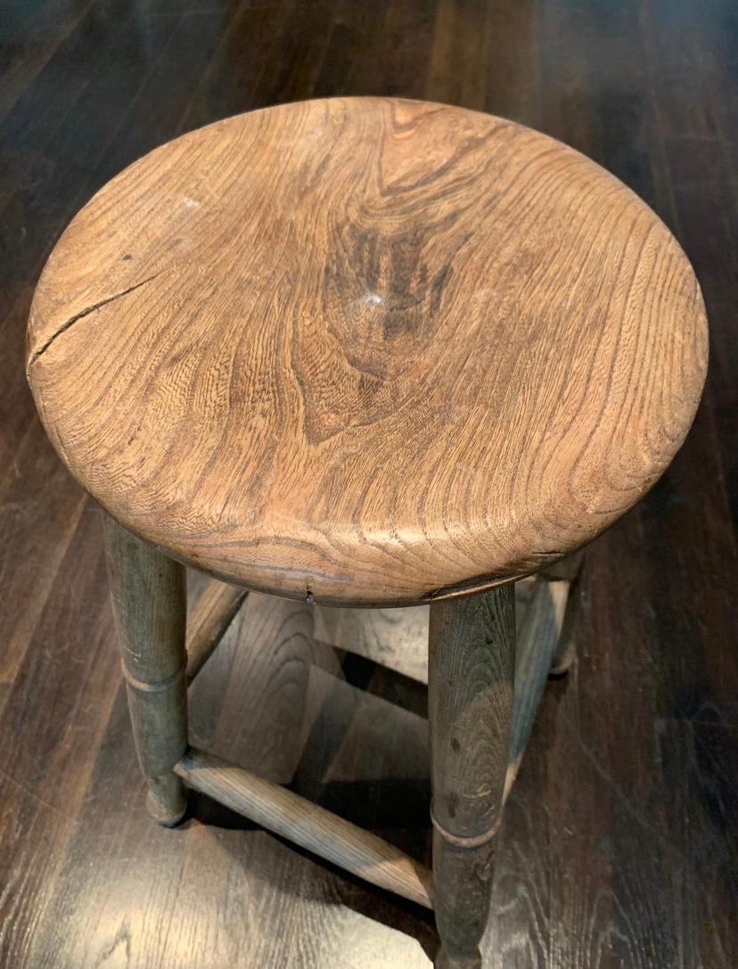 Mid 20th Century Farm Style Wooden Stool For Sale 1