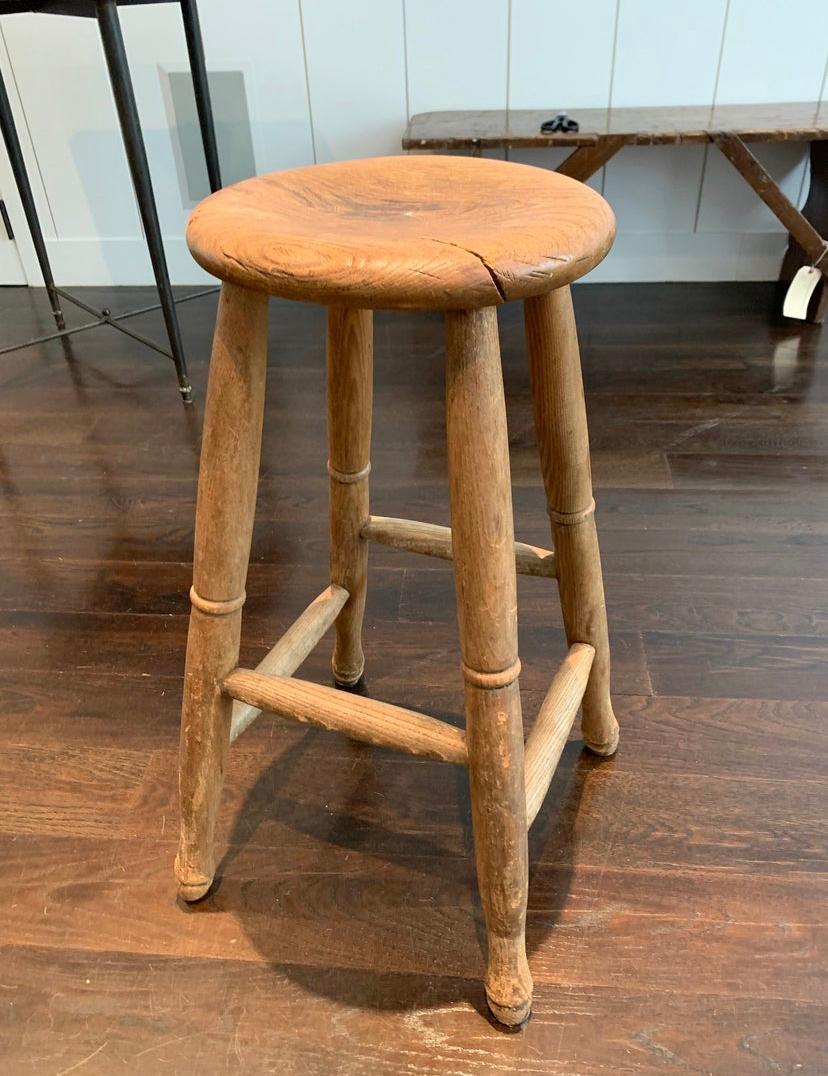Mid 20th Century Farm Style Wooden Stool For Sale 3