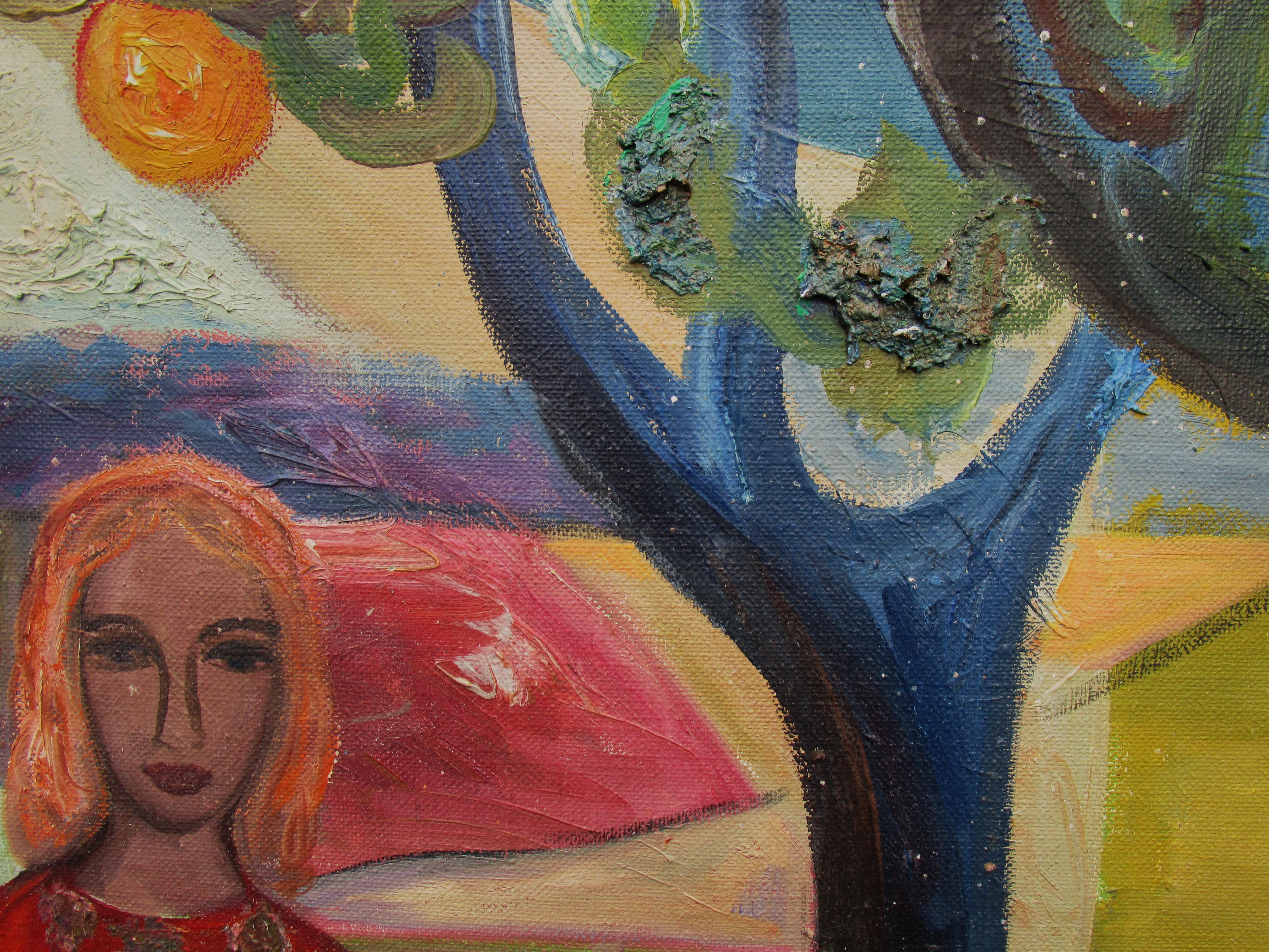 Mid 20th Century Fauvist Painting Woman in Landscape 2