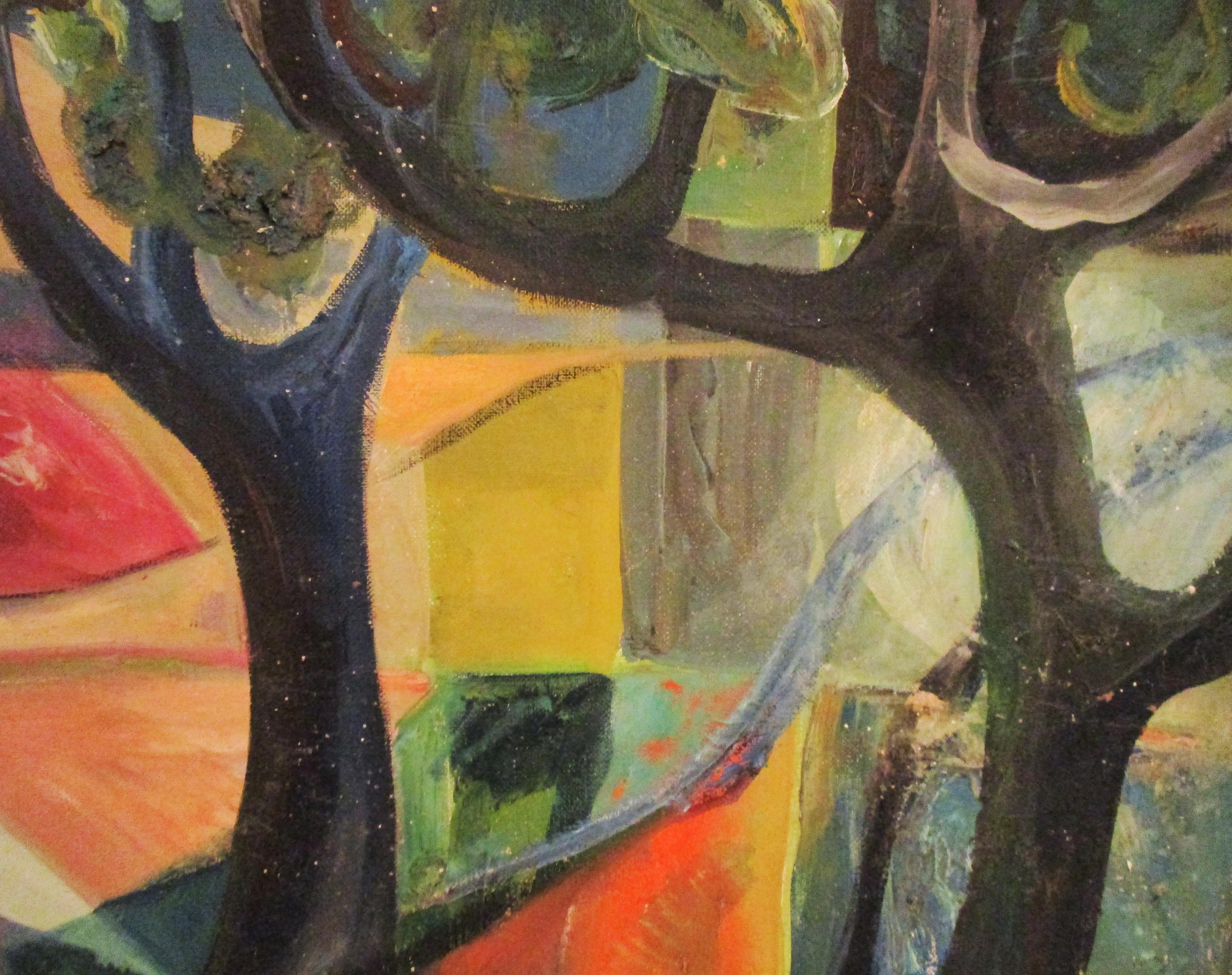 Mid 20th Century Fauvist Painting Woman in Landscape 1