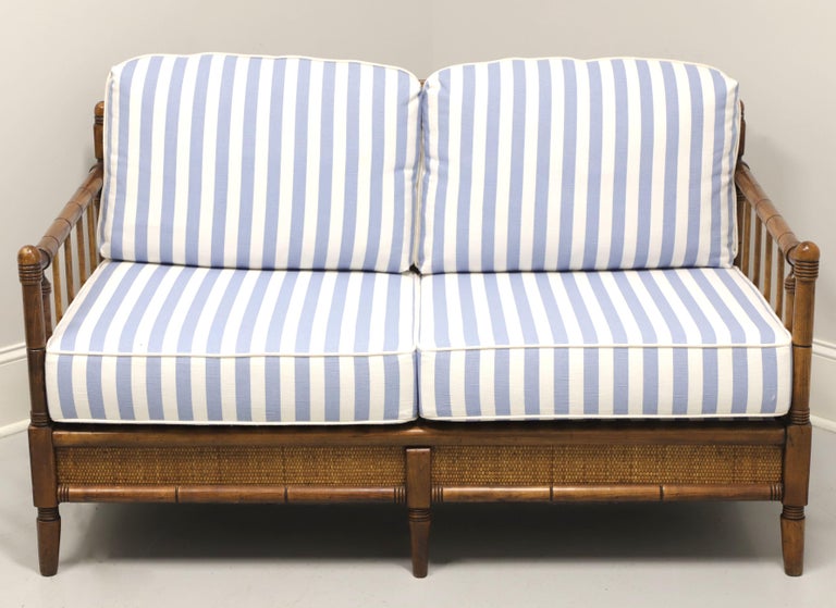 Mid 20th Century Faux Bamboo British Colonial Settee By Broyhill