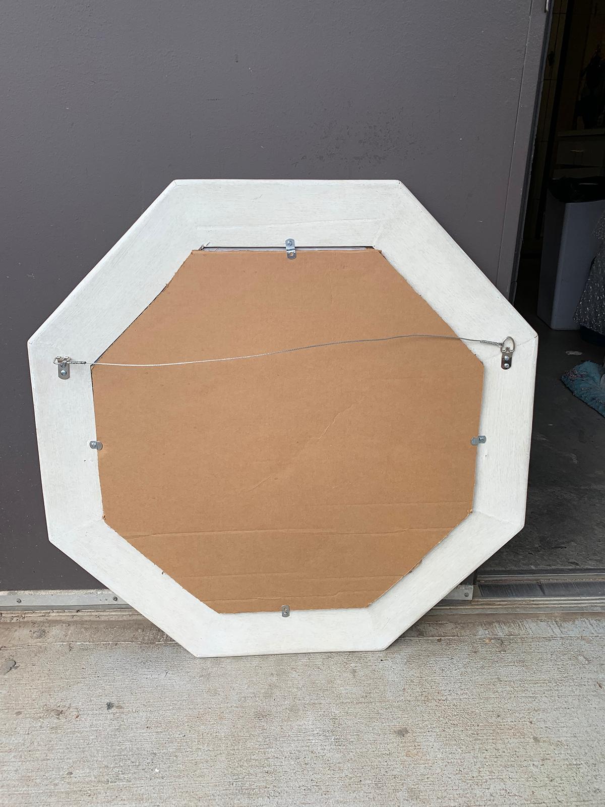 Mid-20th Century Faux Bamboo Custom Painted Octagonal Mirror 7