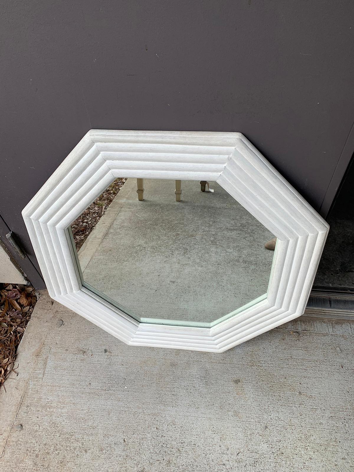 Mid-20th Century Faux Bamboo Custom Painted Octagonal Mirror 2