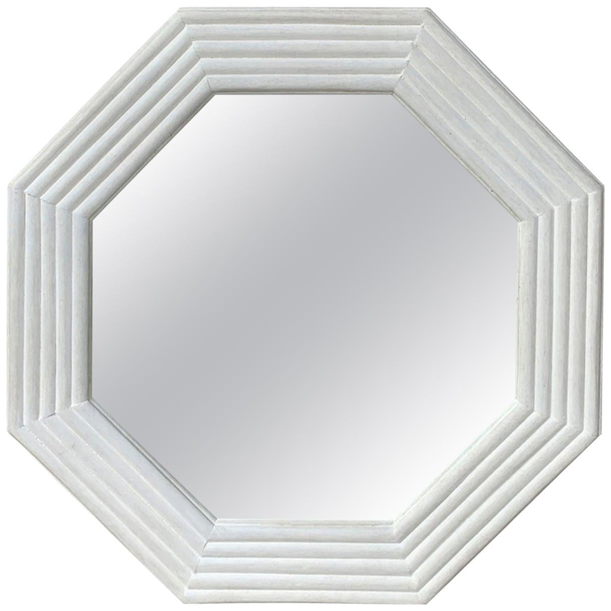 Mid-20th Century Faux Bamboo Custom Painted Octagonal Mirror