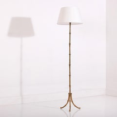 Mid 20th Century Faux Bamboo Floor Lamp in Manner of Maison Bagués
