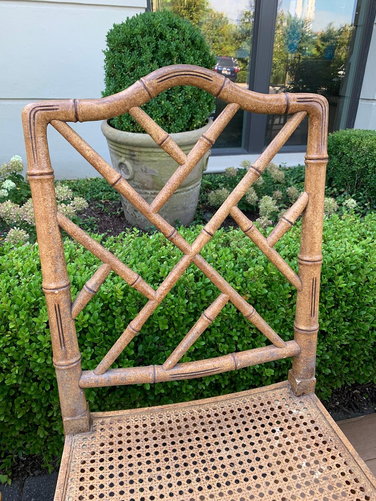Mid-20th century faux bamboo side chair with cane seat.