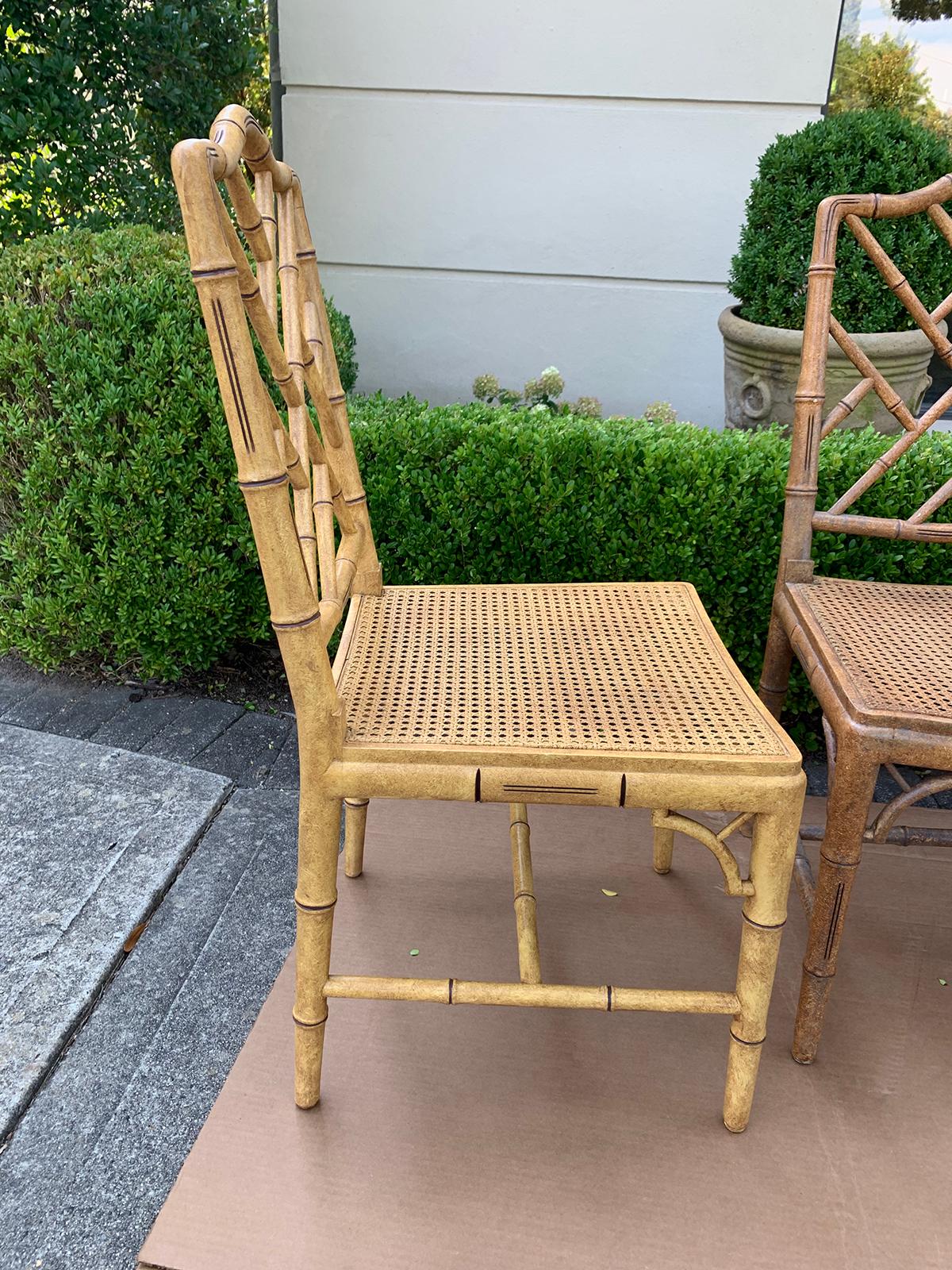 Mid-20th Century Faux Bamboo Side Chair with Cane Seat 1