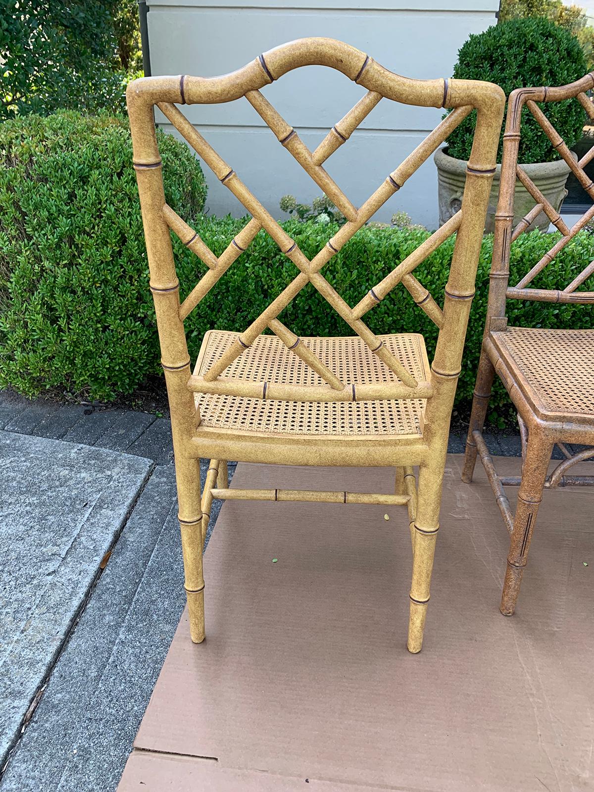 Mid-20th Century Faux Bamboo Side Chair with Cane Seat 4