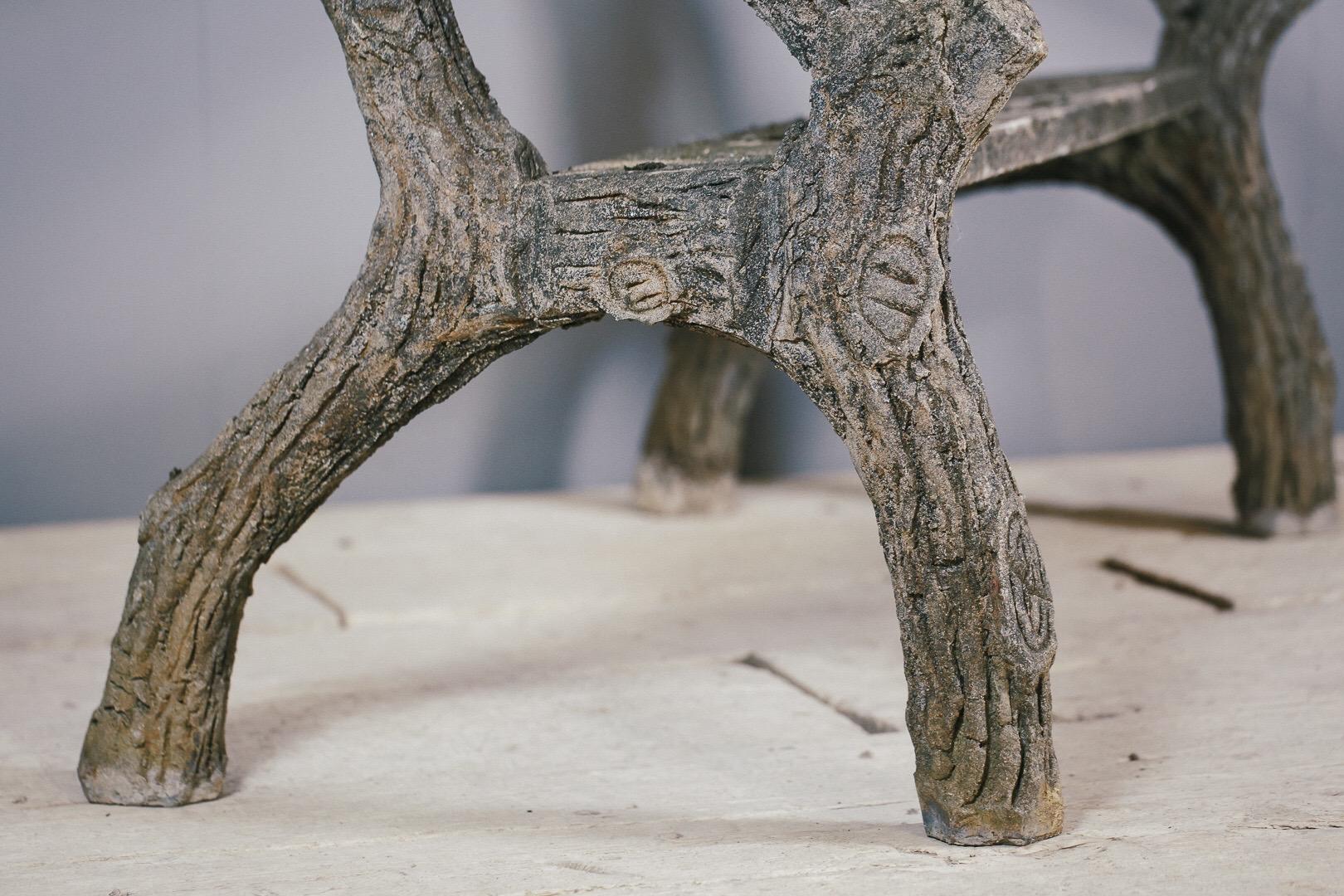 Mid-20th Century Faux Bois Garden Bench In Fair Condition In Pease pottage, West Sussex