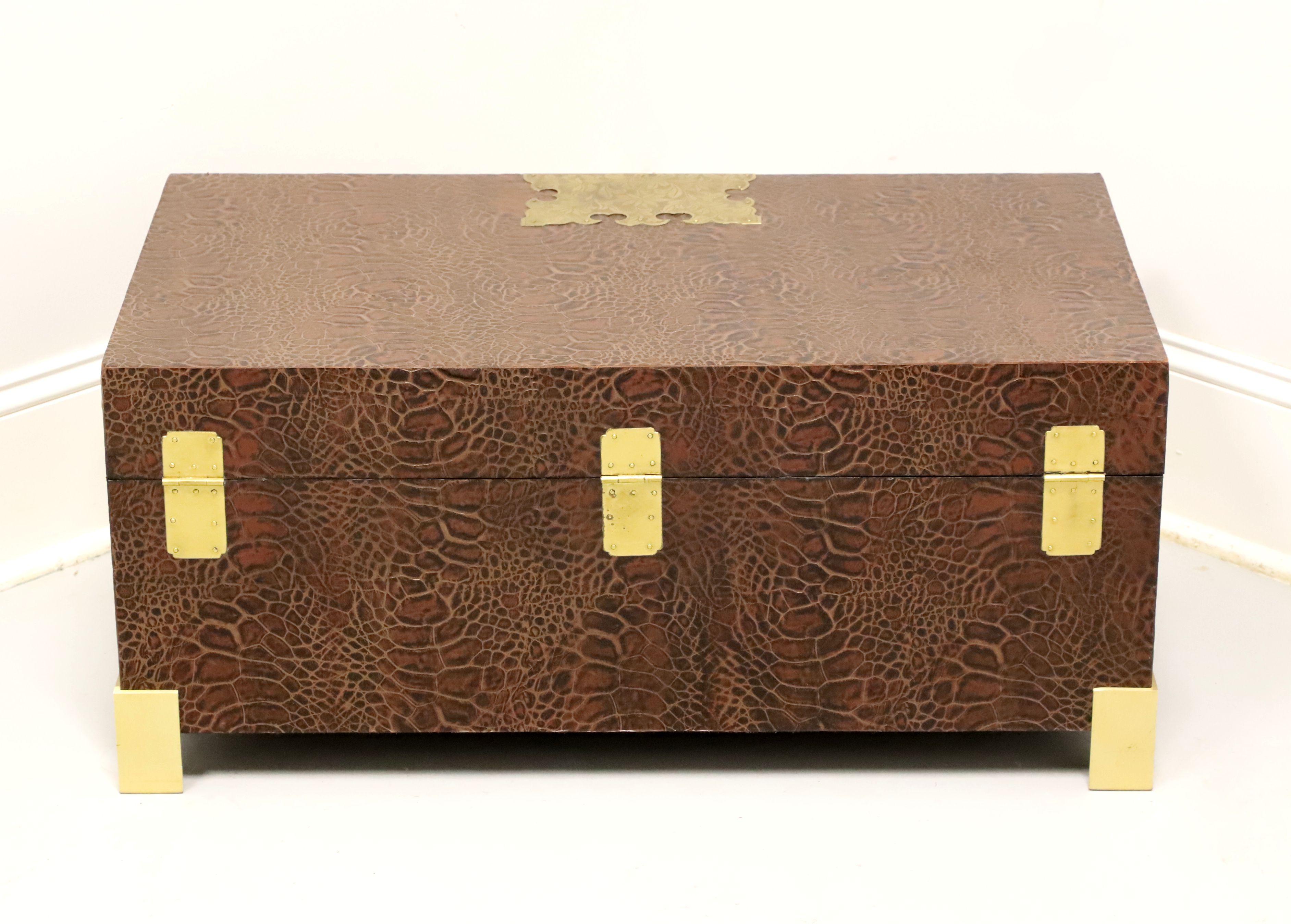 Mid 20th Century Faux Reptile Asian Chinoiserie Trunk In Good Condition For Sale In Charlotte, NC
