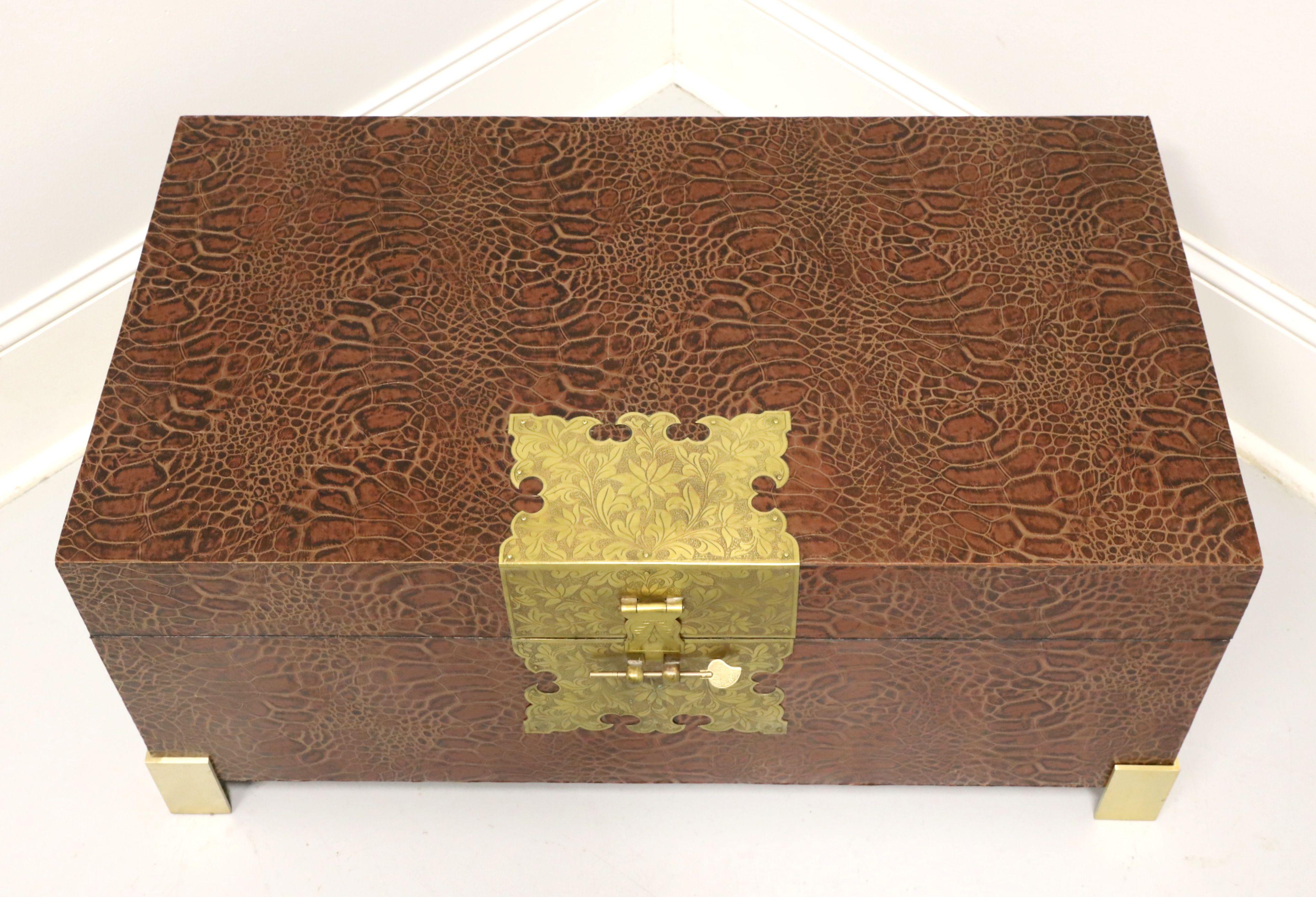 Mid 20th Century Faux Reptile Asian Chinoiserie Trunk For Sale 1
