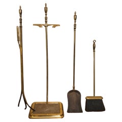 Mid 20th Century Federal Style Brass Fireplace Tools Set