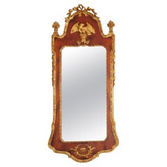 Antique Mid 20th Century Federal Style Parcel Gilt Mahogany Mirror