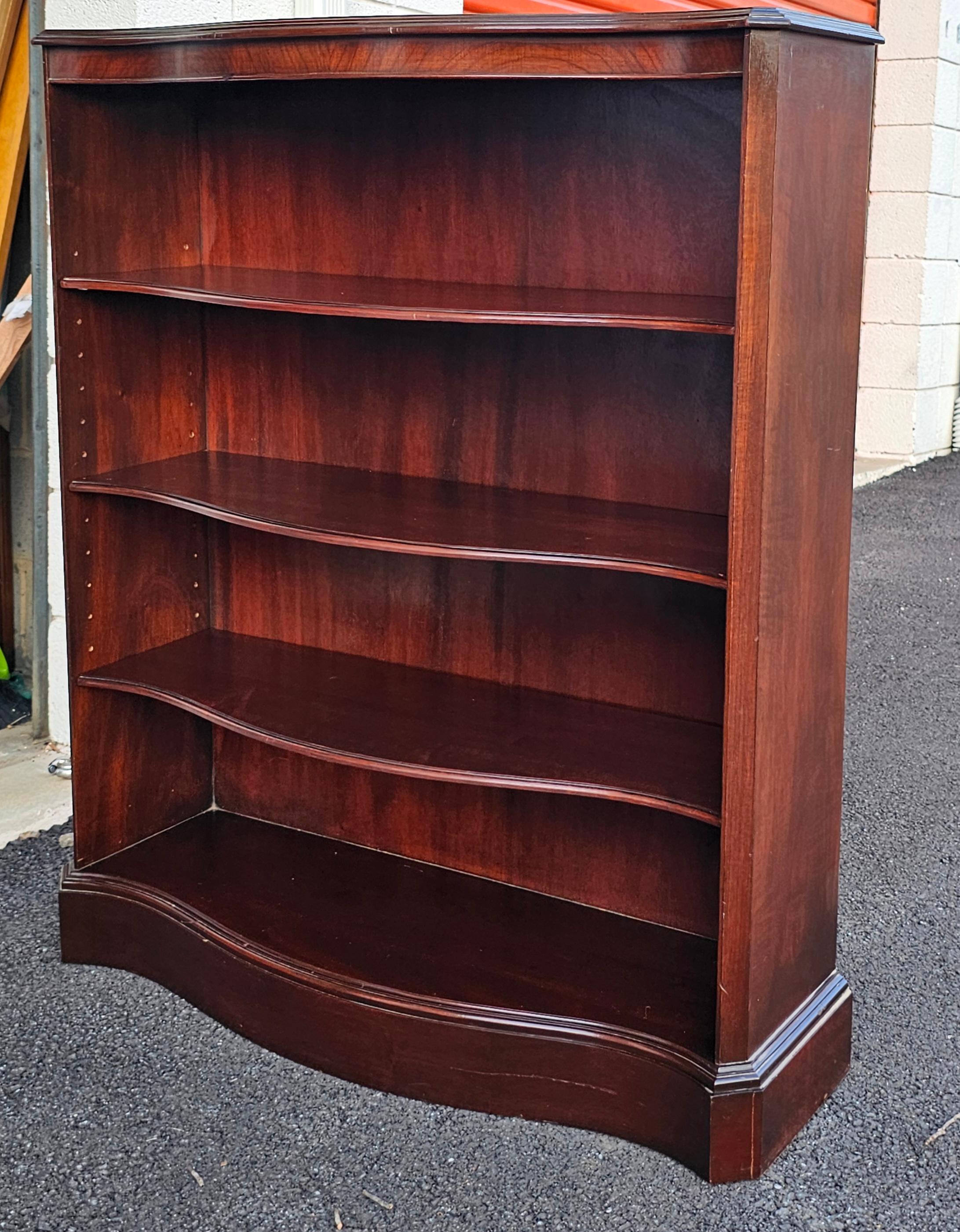 Unknown Mid-20th Century Federal Style Solid Mahogany Medium Size Serpentine Bookcase For Sale