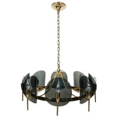 Mid-20th Century Feldman & Co. Brass and Acrylic Chandelier