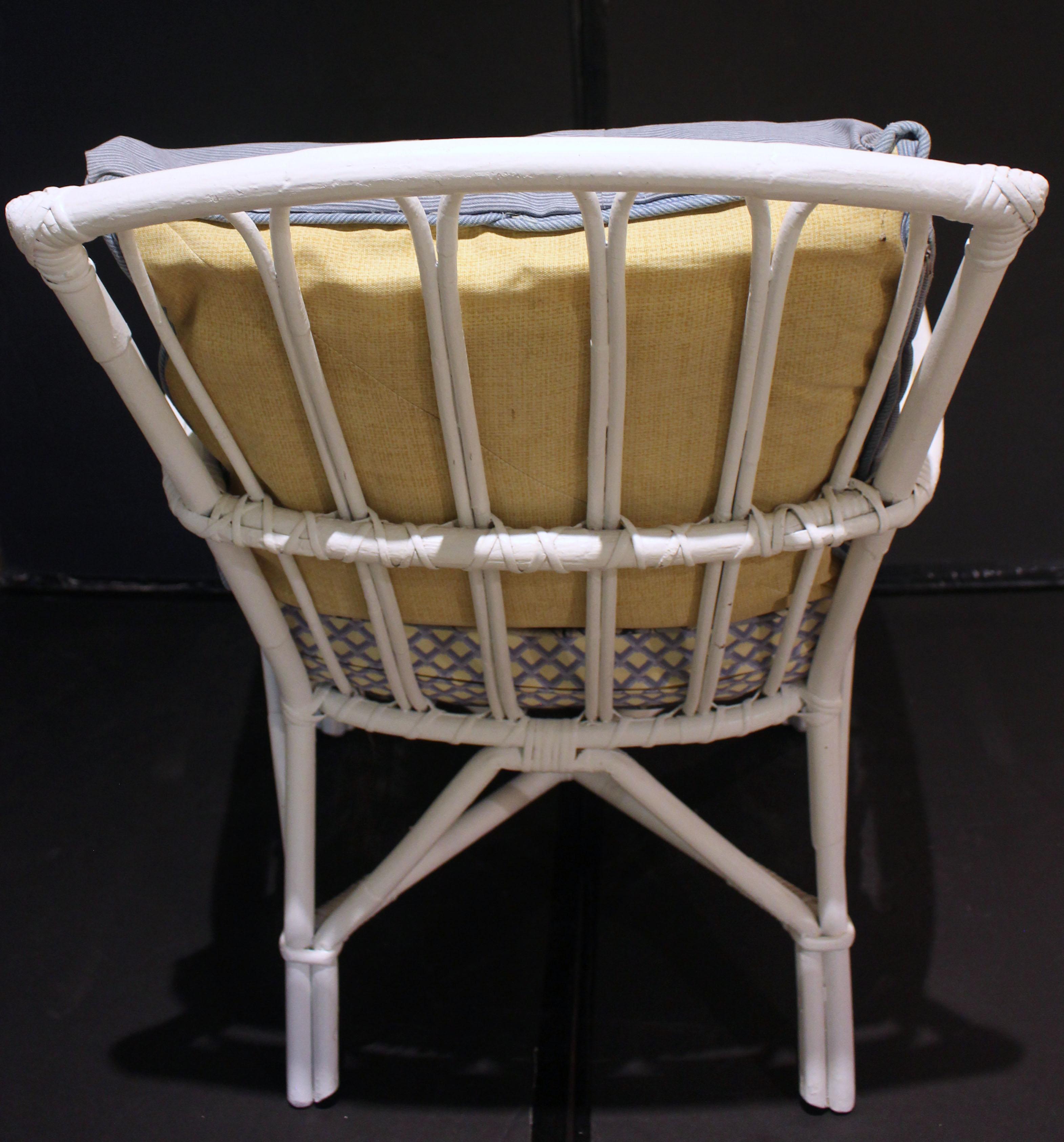 American Mid-20th Century Ficks Reed Rattan Arm Chair For Sale