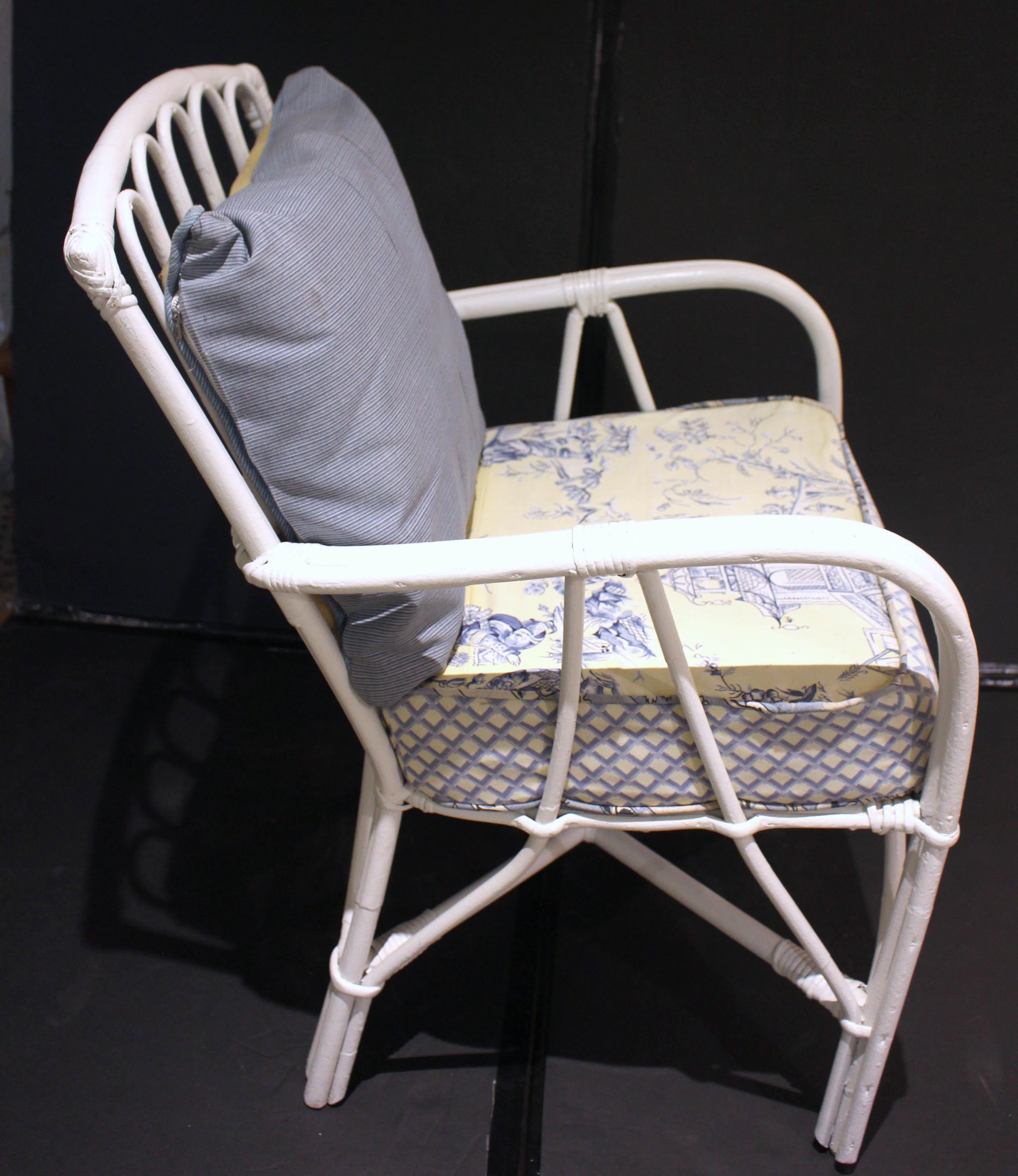Mid-20th Century Ficks Reed Rattan Arm Chair In Good Condition For Sale In Chapel Hill, NC