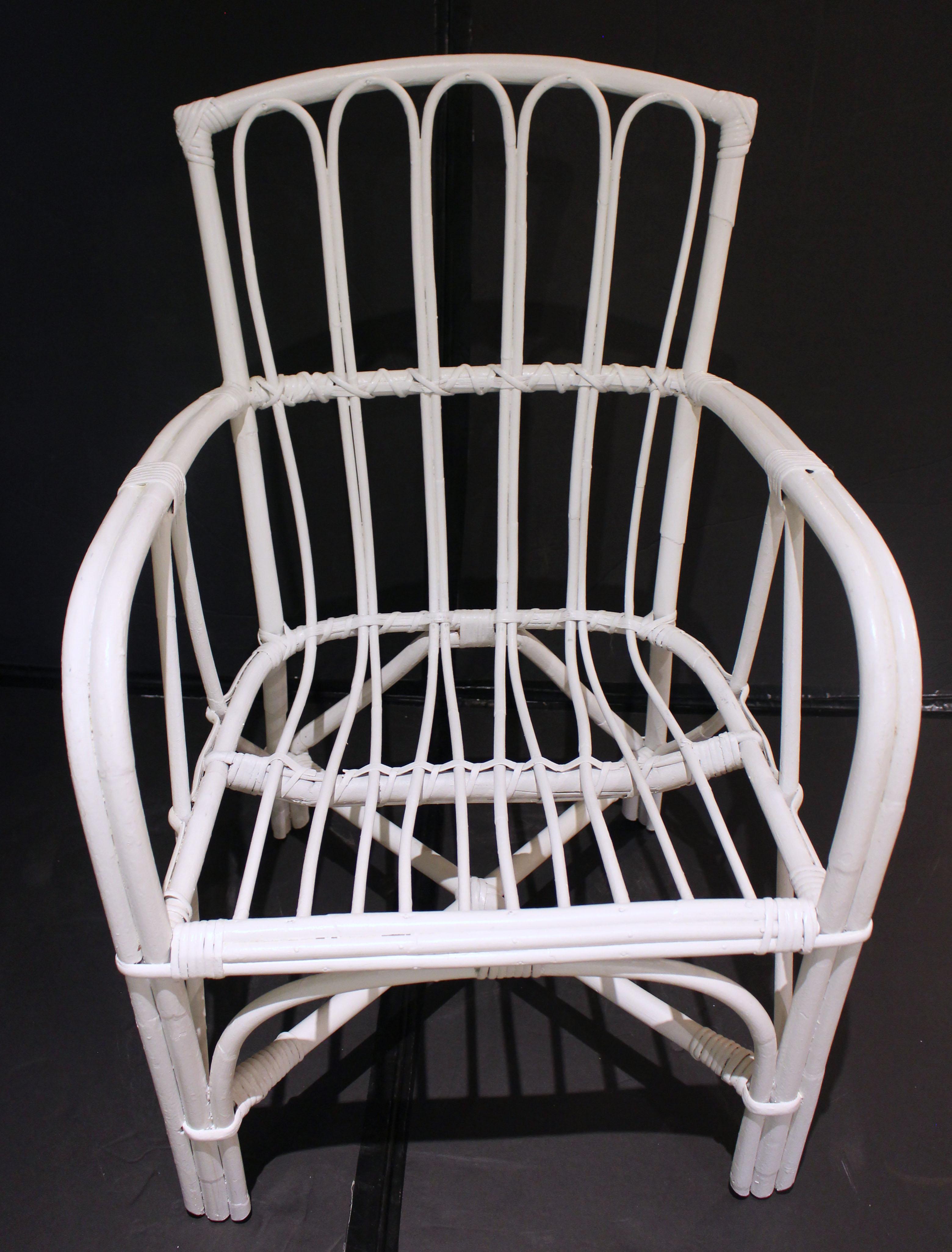 Wicker Mid-20th Century Ficks Reed Rattan Arm Chair For Sale