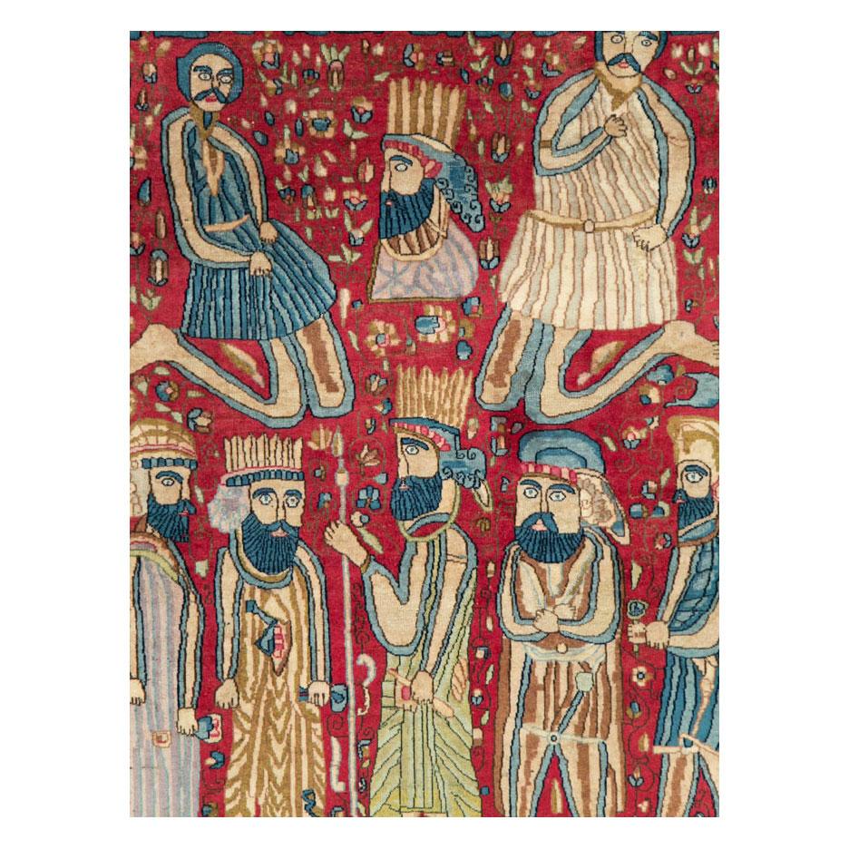 A finely woven vintage Persian Kerman pictorial accent rug handmade during the mid-20th century.

Measures: 4' 8