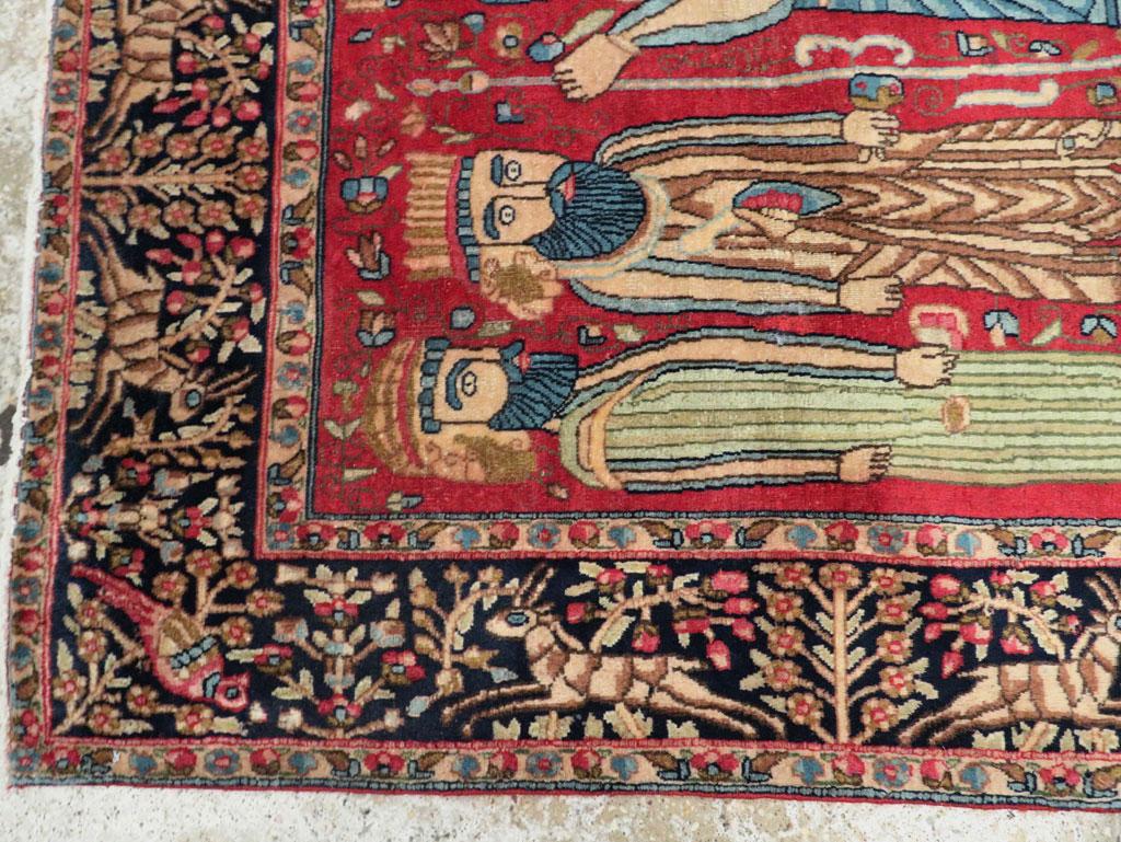 Feiner handgefertigter persischer Kerman-Teppich mit malerischen Akzenten, Mitte des 20. Jahrhunderts (Wolle) im Angebot